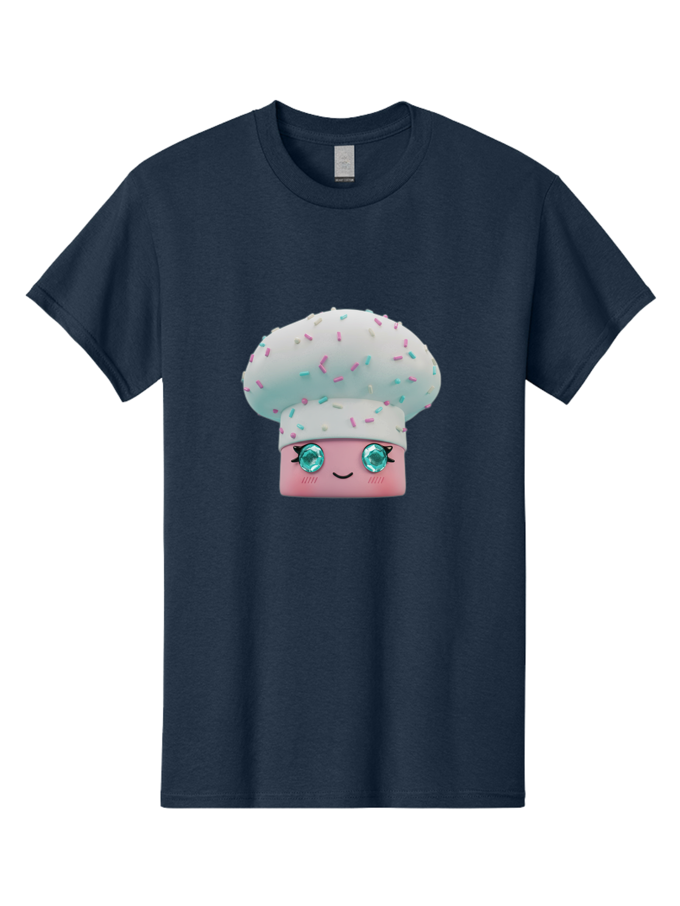 Cup-Cake Men'S Graphic Tee, 100% Cotton, Comfortable Casual Summer Wear, Machine Washable, Smiling Cupcake, Cute Treats, Sweet Tooth, Pastel Colors, Gemstone Eyes, Cartoon Character, Bakery Delight, Dessert Love, Whimsical Design, Bac955 1