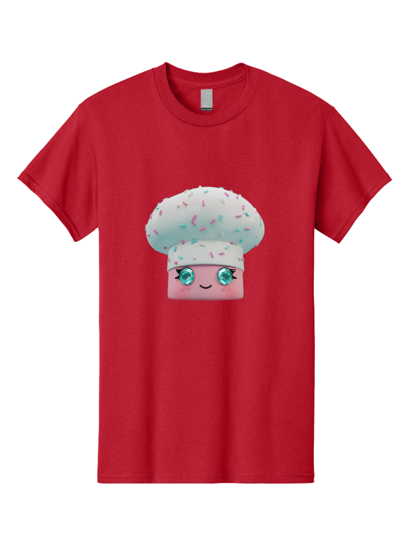 Cup-Cake Men'S Graphic Tee, 100% Cotton, Comfortable Casual Summer Wear, Machine Washable, Smiling Cupcake, Cute Treats, Sweet Tooth, Pastel Colors, Gemstone Eyes, Cartoon Character, Bakery Delight, Dessert Love, Whimsical Design, Bac955 5