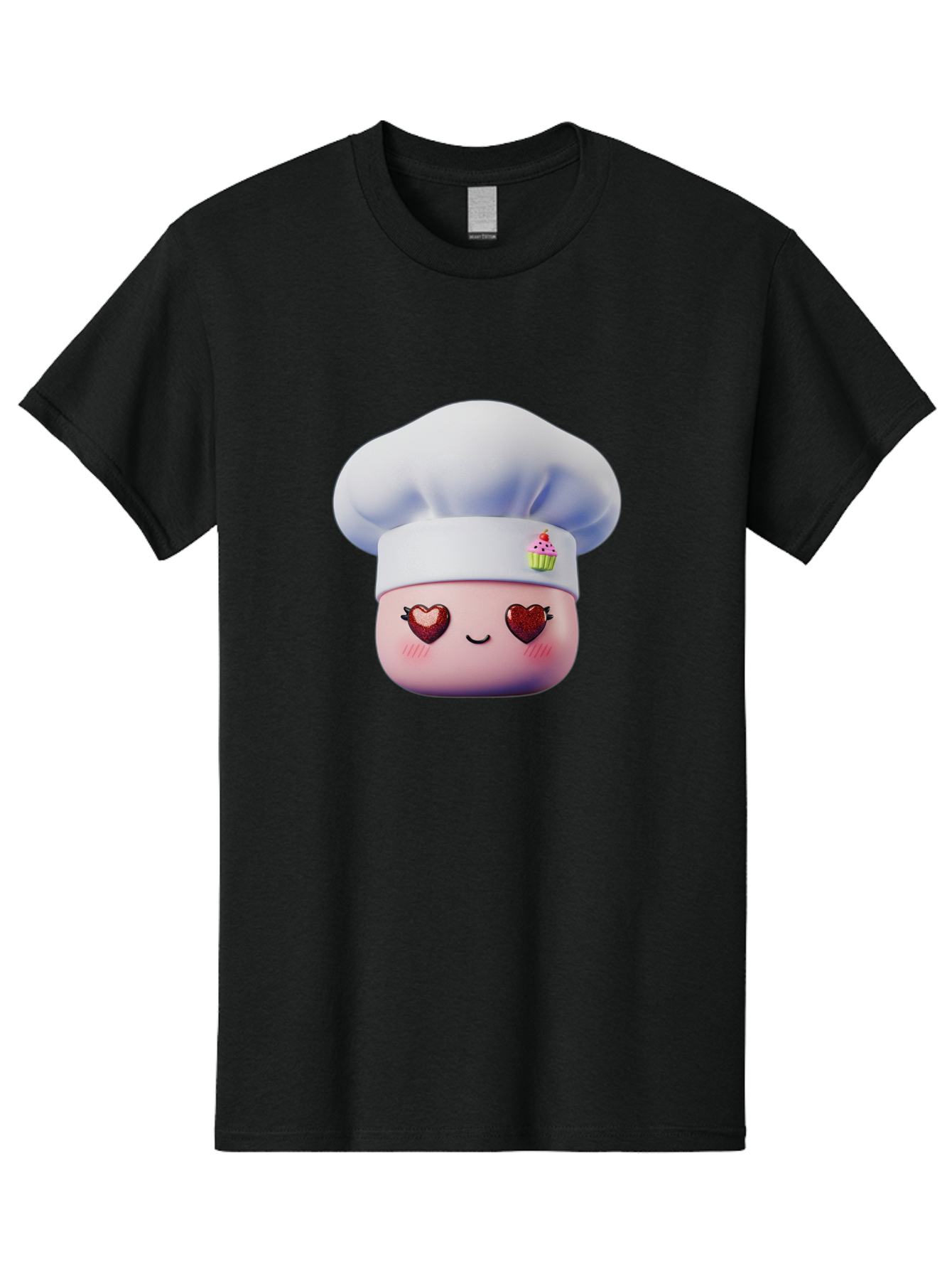 Cupcake-Chef Men'S Graphic Tee, 100% Cotton, Comfortable Casual Summer Wear, Machine Washable, Cartoon Chef, Baker Character, Sweet Treats, Heart-Shaped Eyes, Dessert Design, Baking Love, Pastry Chef Hat, Cute Pastel Colors, Whimsical Bakery Bac956 10