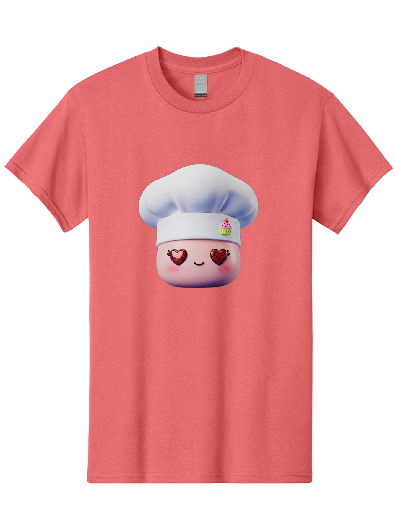 Cupcake-Chef Men'S Graphic Tee, 100% Cotton, Comfortable Casual Summer Wear, Machine Washable, Cartoon Chef, Baker Character, Sweet Treats, Heart-Shaped Eyes, Dessert Design, Baking Love, Pastry Chef Hat, Cute Pastel Colors, Whimsical Bakery Bac956 2