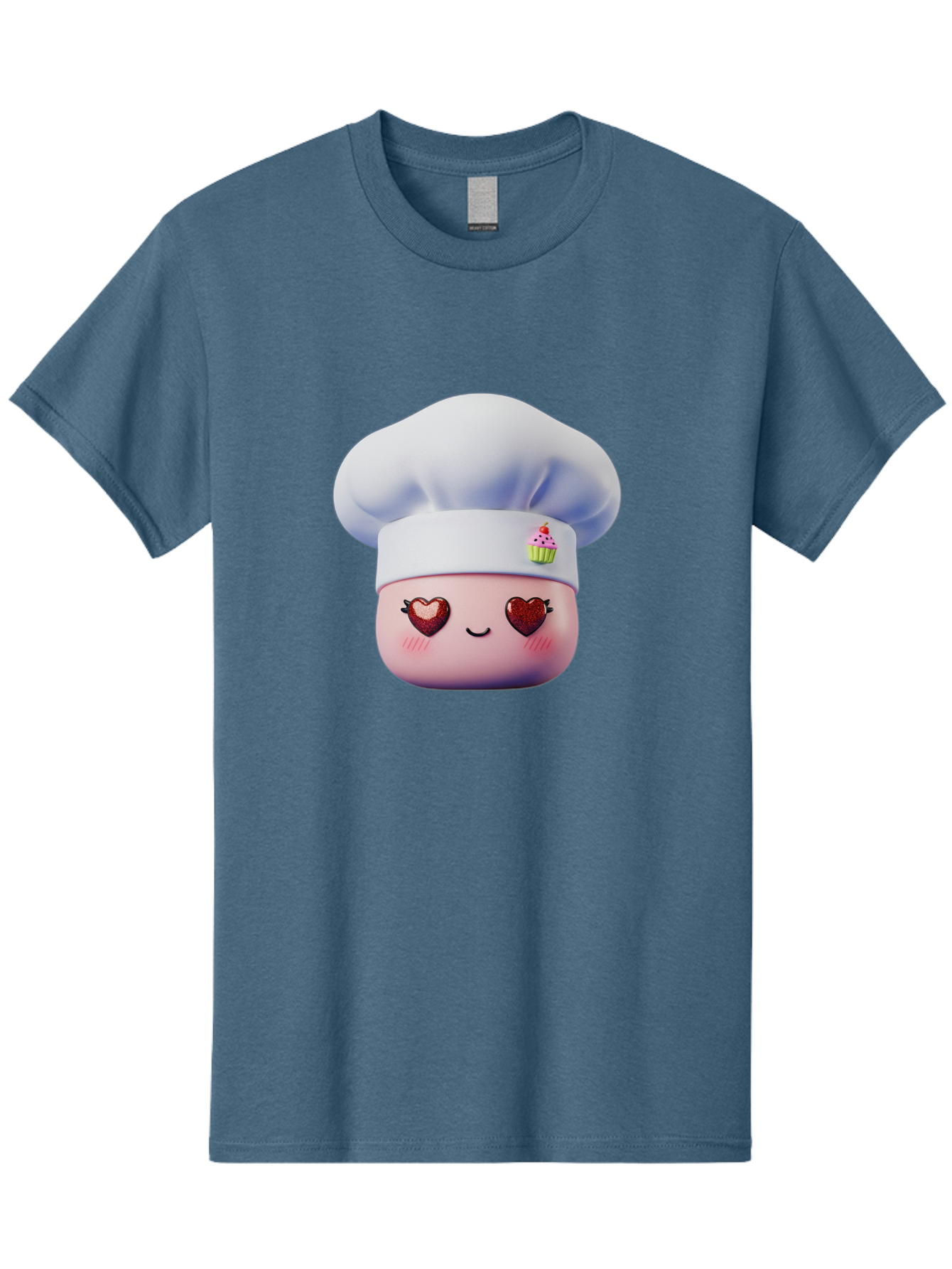 Cupcake-Chef Men'S Graphic Tee, 100% Cotton, Comfortable Casual Summer Wear, Machine Washable, Cartoon Chef, Baker Character, Sweet Treats, Heart-Shaped Eyes, Dessert Design, Baking Love, Pastry Chef Hat, Cute Pastel Colors, Whimsical Bakery Bac956 8