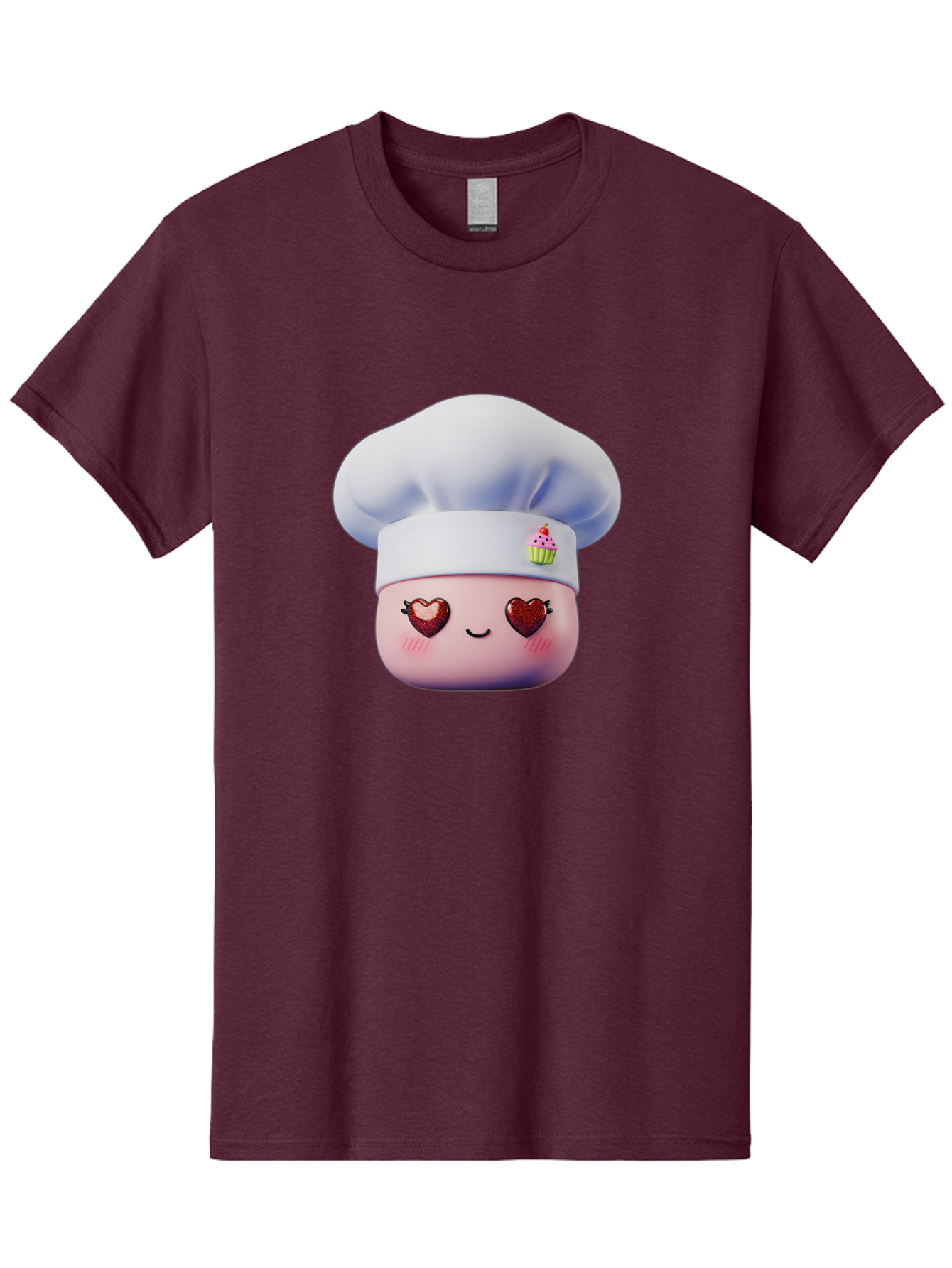 Cupcake-Chef Men'S Graphic Tee, 100% Cotton, Comfortable Casual Summer Wear, Machine Washable, Cartoon Chef, Baker Character, Sweet Treats, Heart-Shaped Eyes, Dessert Design, Baking Love, Pastry Chef Hat, Cute Pastel Colors, Whimsical Bakery Bac956 1