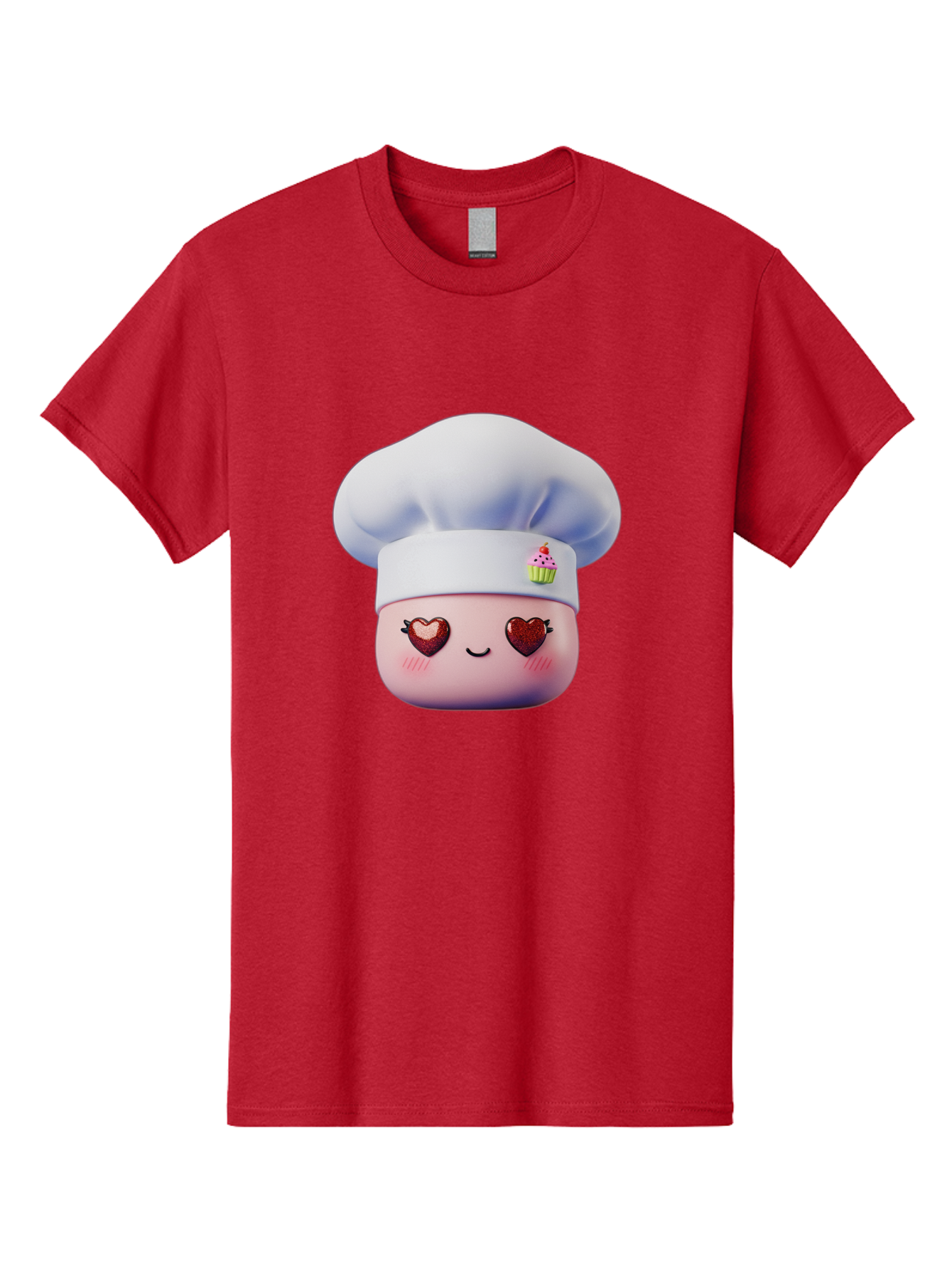Cupcake-Chef Men'S Graphic Tee, 100% Cotton, Comfortable Casual Summer Wear, Machine Washable, Cartoon Chef, Baker Character, Sweet Treats, Heart-Shaped Eyes, Dessert Design, Baking Love, Pastry Chef Hat, Cute Pastel Colors, Whimsical Bakery Bac956 14
