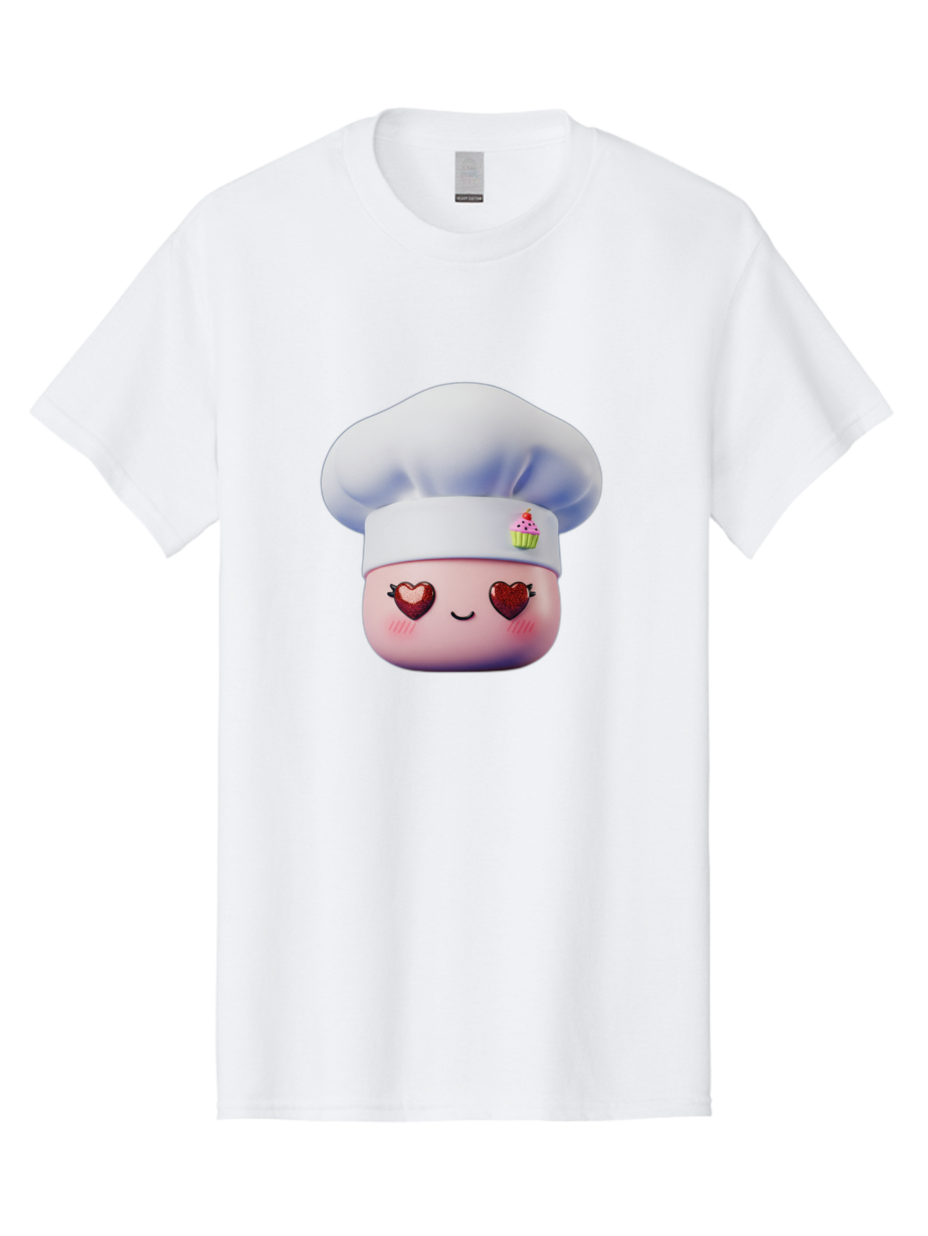 Cupcake-Chef Men'S Graphic Tee, 100% Cotton, Comfortable Casual Summer Wear, Machine Washable, Cartoon Chef, Baker Character, Sweet Treats, Heart-Shaped Eyes, Dessert Design, Baking Love, Pastry Chef Hat, Cute Pastel Colors, Whimsical Bakery Bac956 9