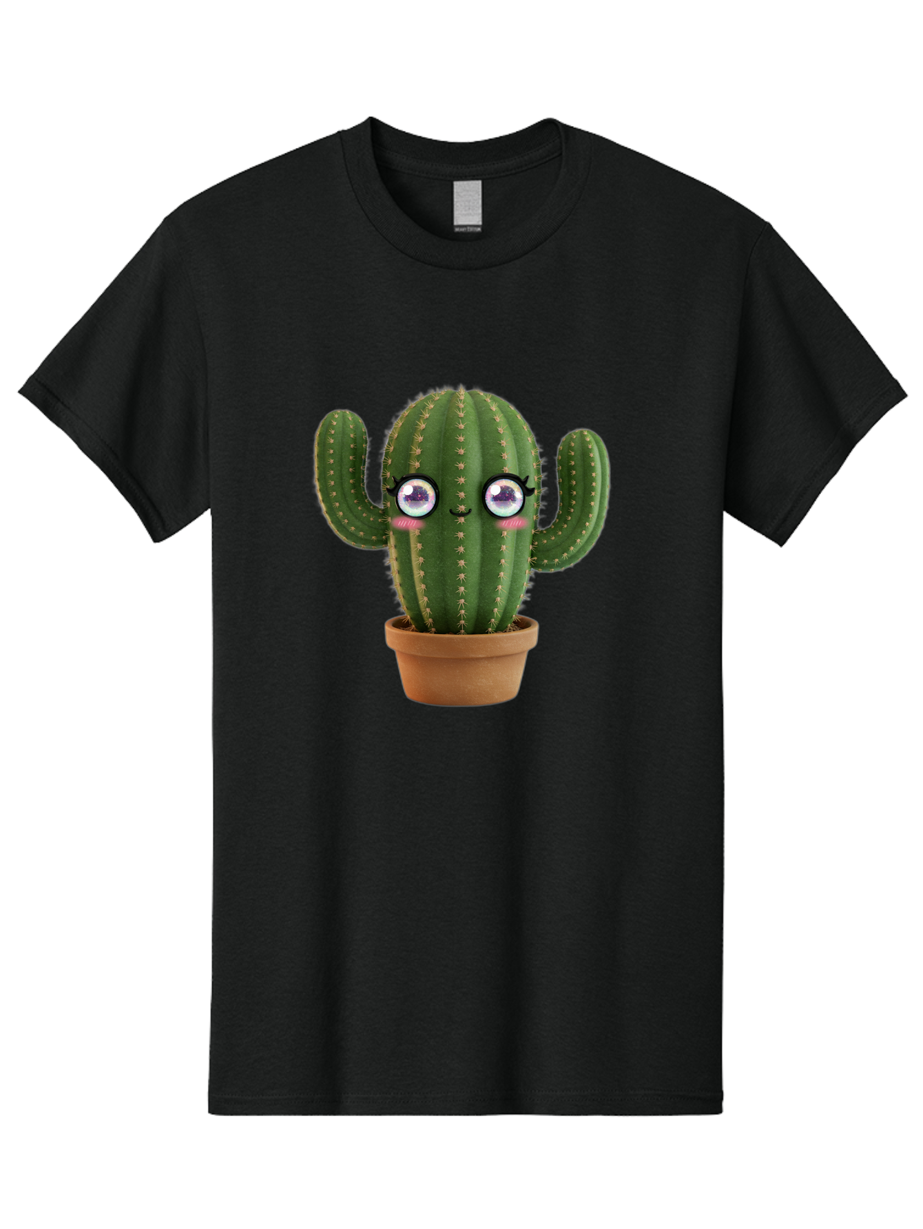 Cute-Cactus-1 Men'S Graphic Tee, 100% Cotton, Comfortable Casual Summer Wear, Machine Washable, Cartoon Cactus, Anthropomorphic Plant, Kawaii Character, Potted Cactus, Succulent Design, Funny Face, Cute Eyes, Terracotta Pot, Quirky Character, Bac961 10