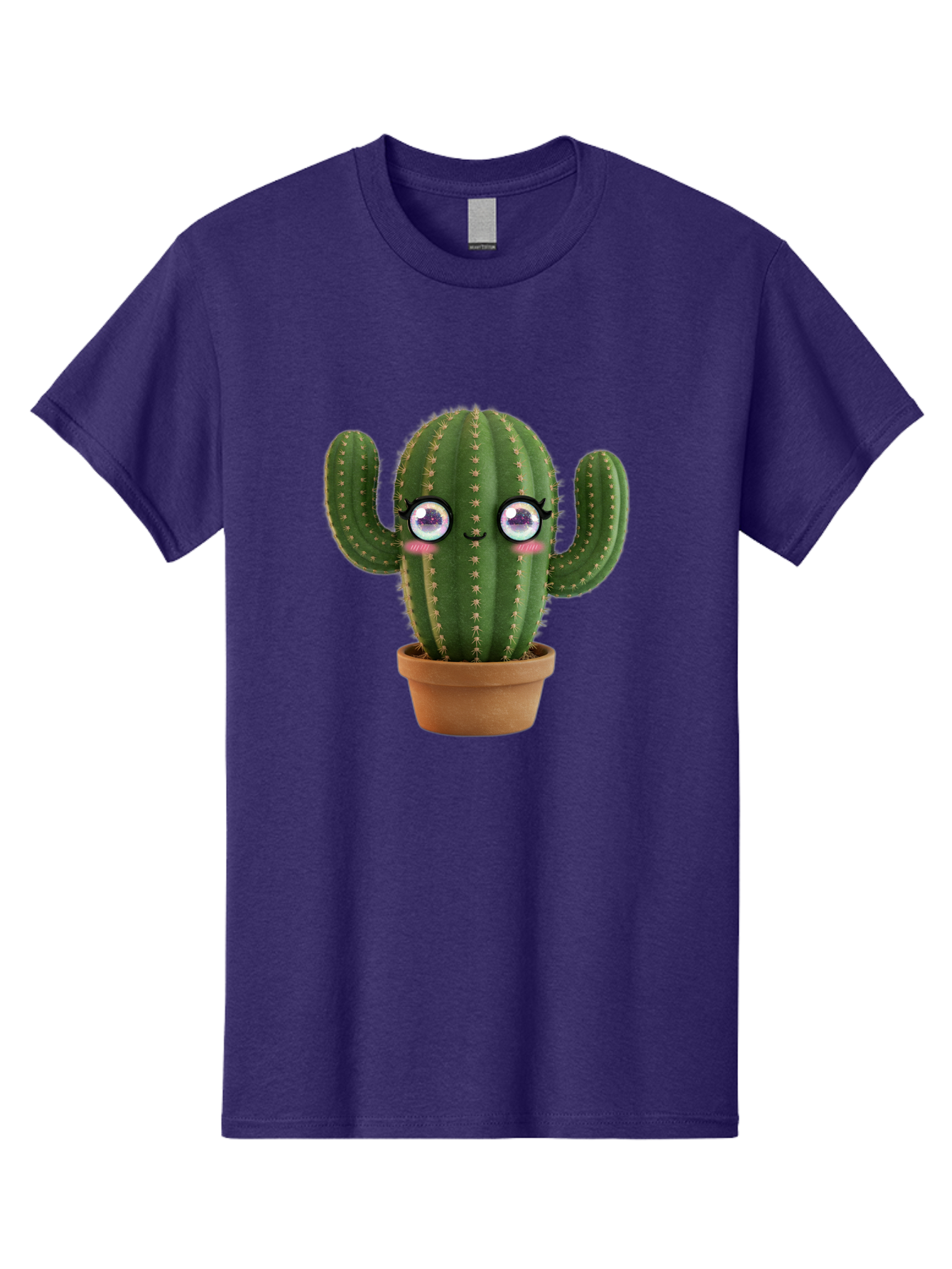Cute-Cactus-1 Men'S Graphic Tee, 100% Cotton, Comfortable Casual Summer Wear, Machine Washable, Cartoon Cactus, Anthropomorphic Plant, Kawaii Character, Potted Cactus, Succulent Design, Funny Face, Cute Eyes, Terracotta Pot, Quirky Character, Bac961 15