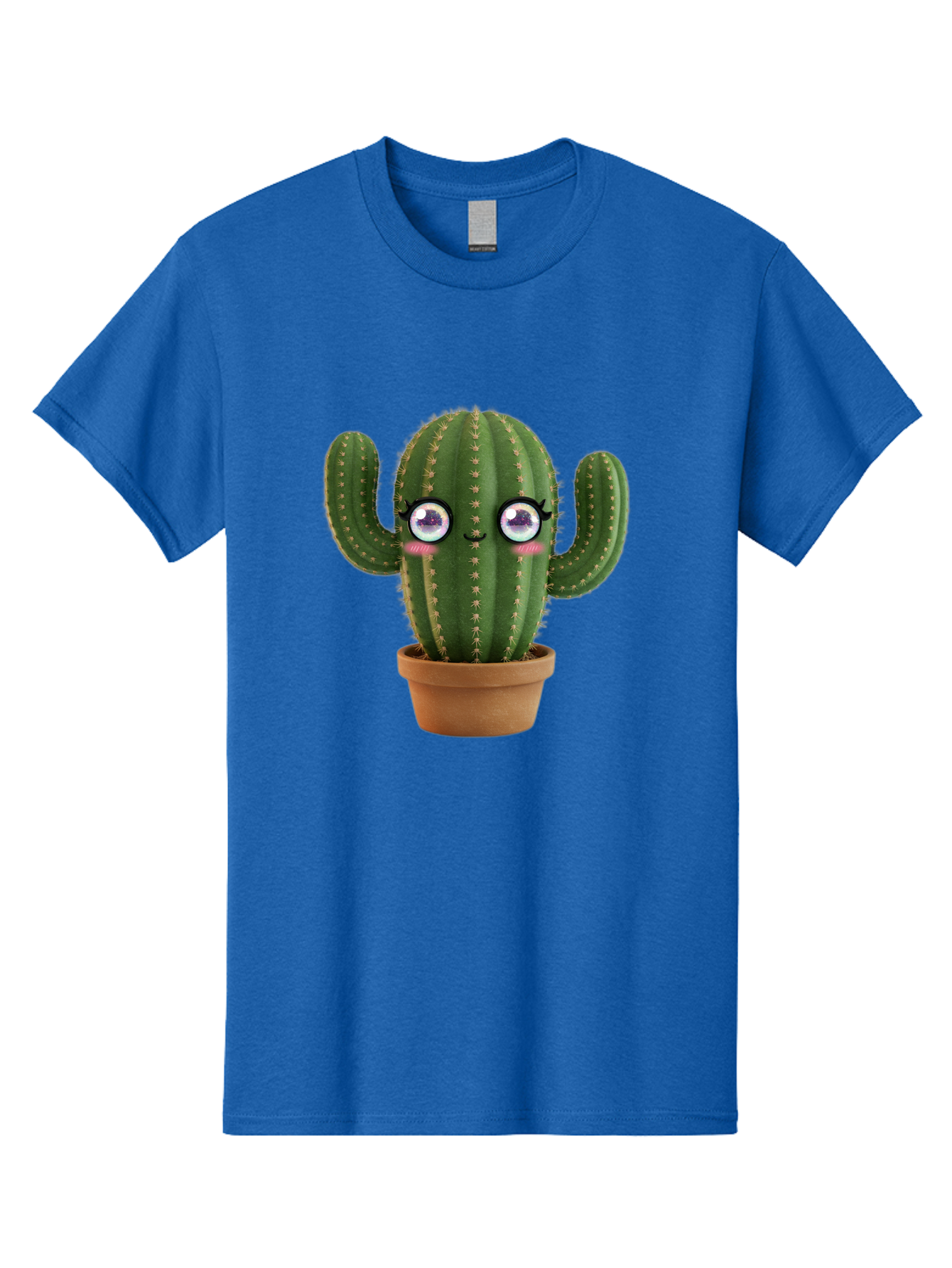 Cute-Cactus-1 Men'S Graphic Tee, 100% Cotton, Comfortable Casual Summer Wear, Machine Washable, Cartoon Cactus, Anthropomorphic Plant, Kawaii Character, Potted Cactus, Succulent Design, Funny Face, Cute Eyes, Terracotta Pot, Quirky Character, Bac961 11