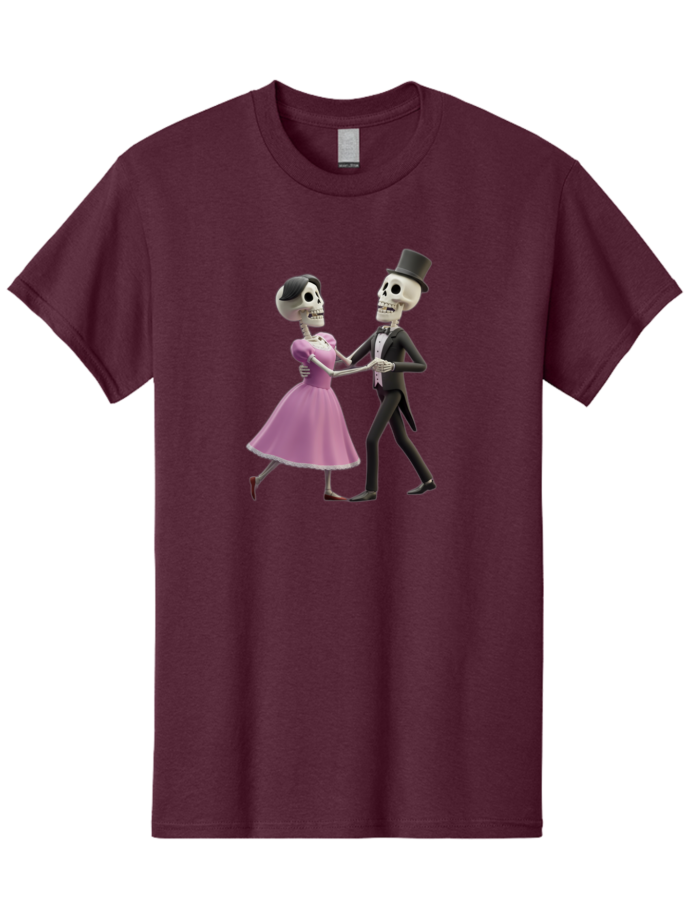 Dancing-Skeletons Men'S Graphic Tee, 100% Cotton, Comfortable Casual Summer Wear, Machine Washable, Skeleton Couple Dancing, Day Of The Dead Celebration, Calavera Fashion, Traditional Mexican Attire, Sugar Skull Makeup, Waltz Dance, Bac974 12
