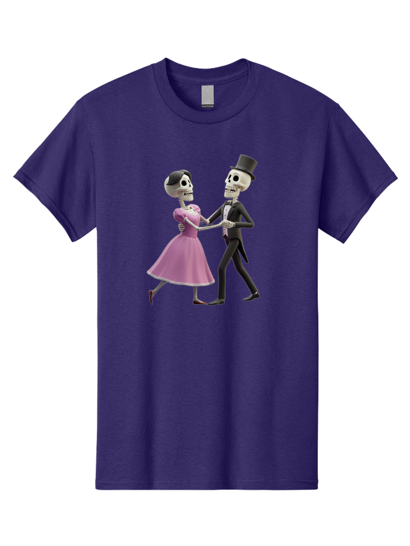 Dancing-Skeletons Men'S Graphic Tee, 100% Cotton, Comfortable Casual Summer Wear, Machine Washable, Skeleton Couple Dancing, Day Of The Dead Celebration, Calavera Fashion, Traditional Mexican Attire, Sugar Skull Makeup, Waltz Dance, Bac974 15