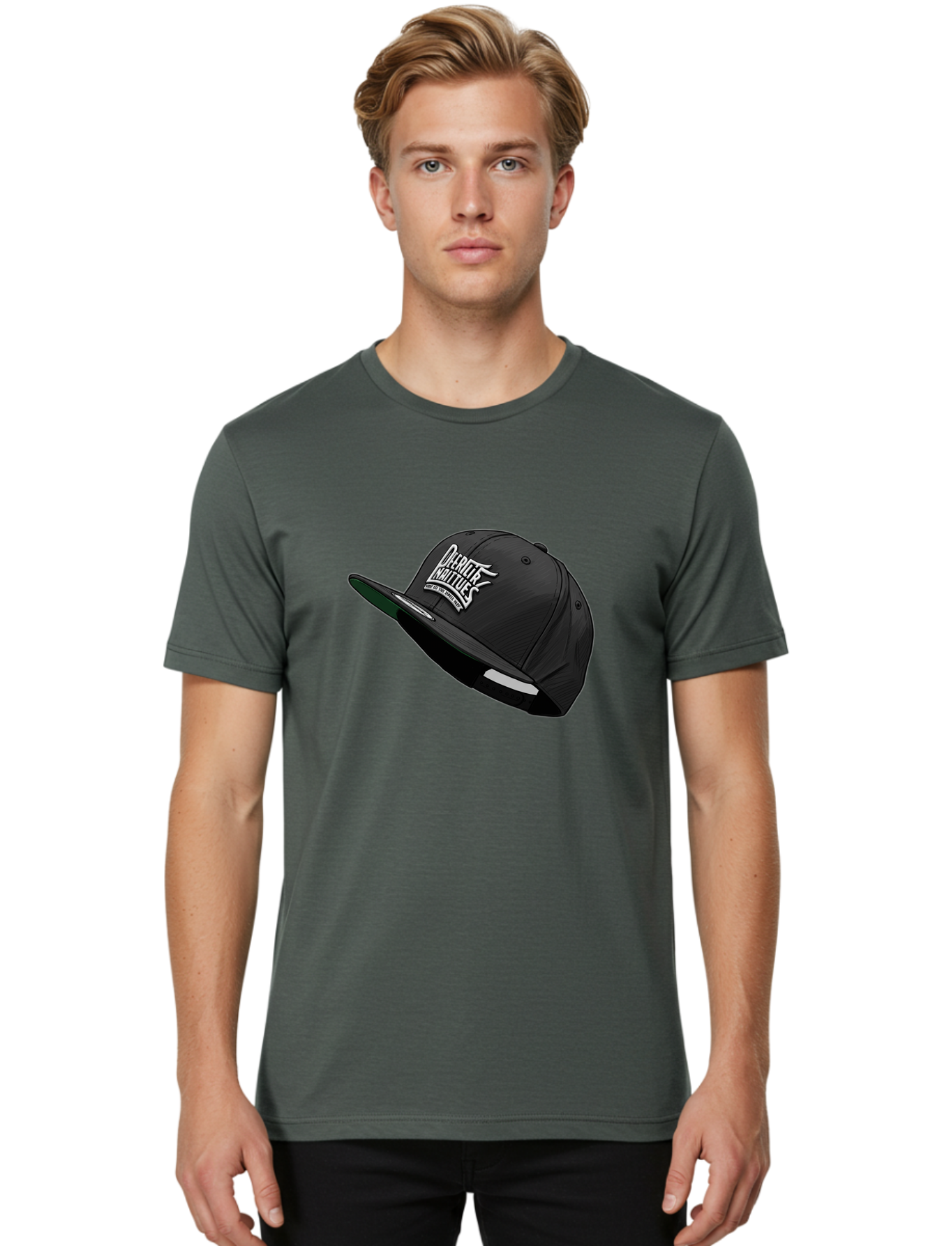 Darktrix-Koutures Men'S Graphic Tee, 100% Cotton, Comfortable Casual Summer Wear, Machine Washable, Black Snapback Hat, Darby Knights Logo, Streetwear Fashion, Casual Wear, Sports Cap, Graffitistyle Text, White Logo On Black Cap Bac976 30