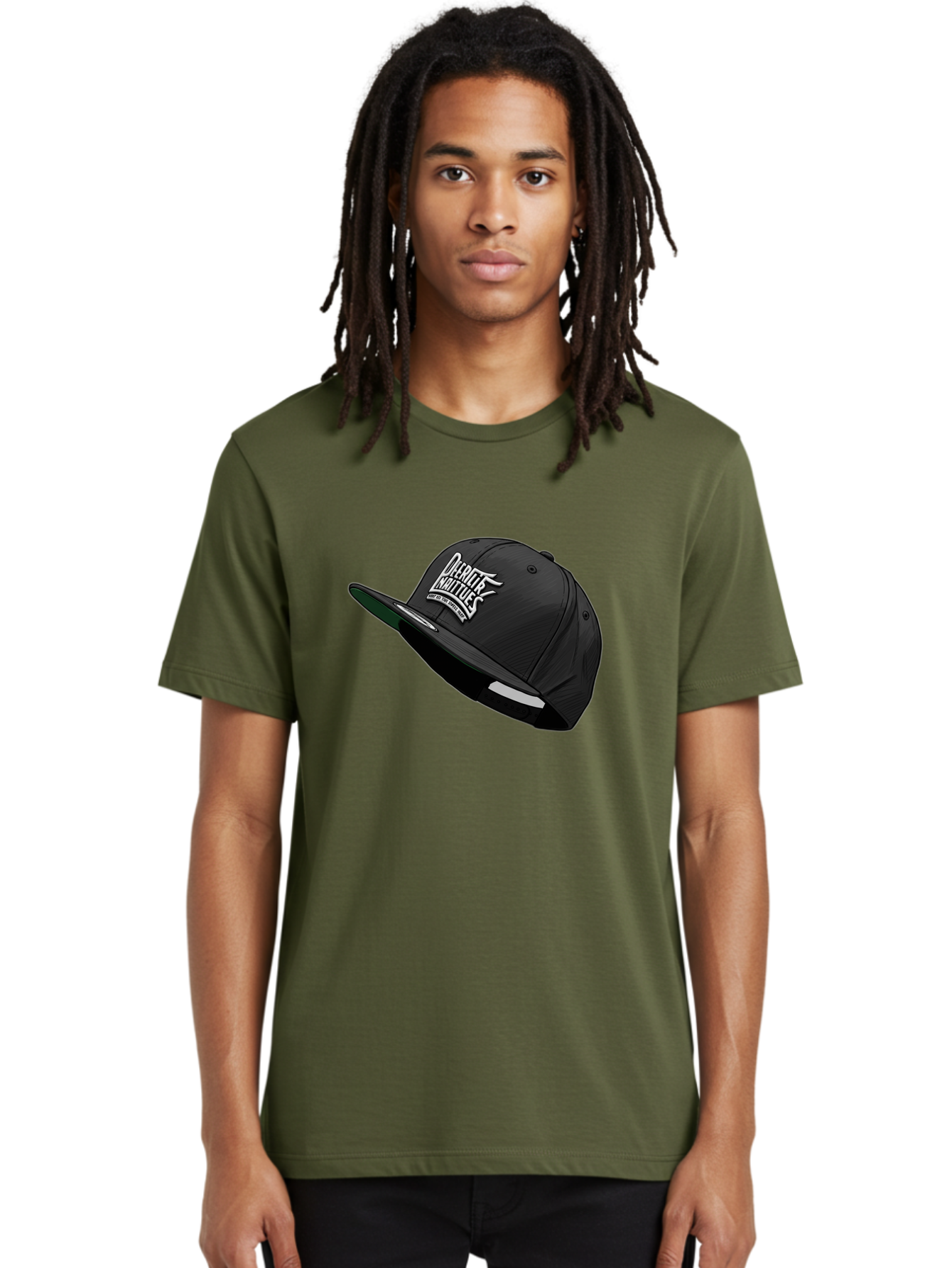 Darktrix-Koutures Men'S Graphic Tee, 100% Cotton, Comfortable Casual Summer Wear, Machine Washable, Black Snapback Hat, Darby Knights Logo, Streetwear Fashion, Casual Wear, Sports Cap, Graffitistyle Text, White Logo On Black Cap Bac976 29