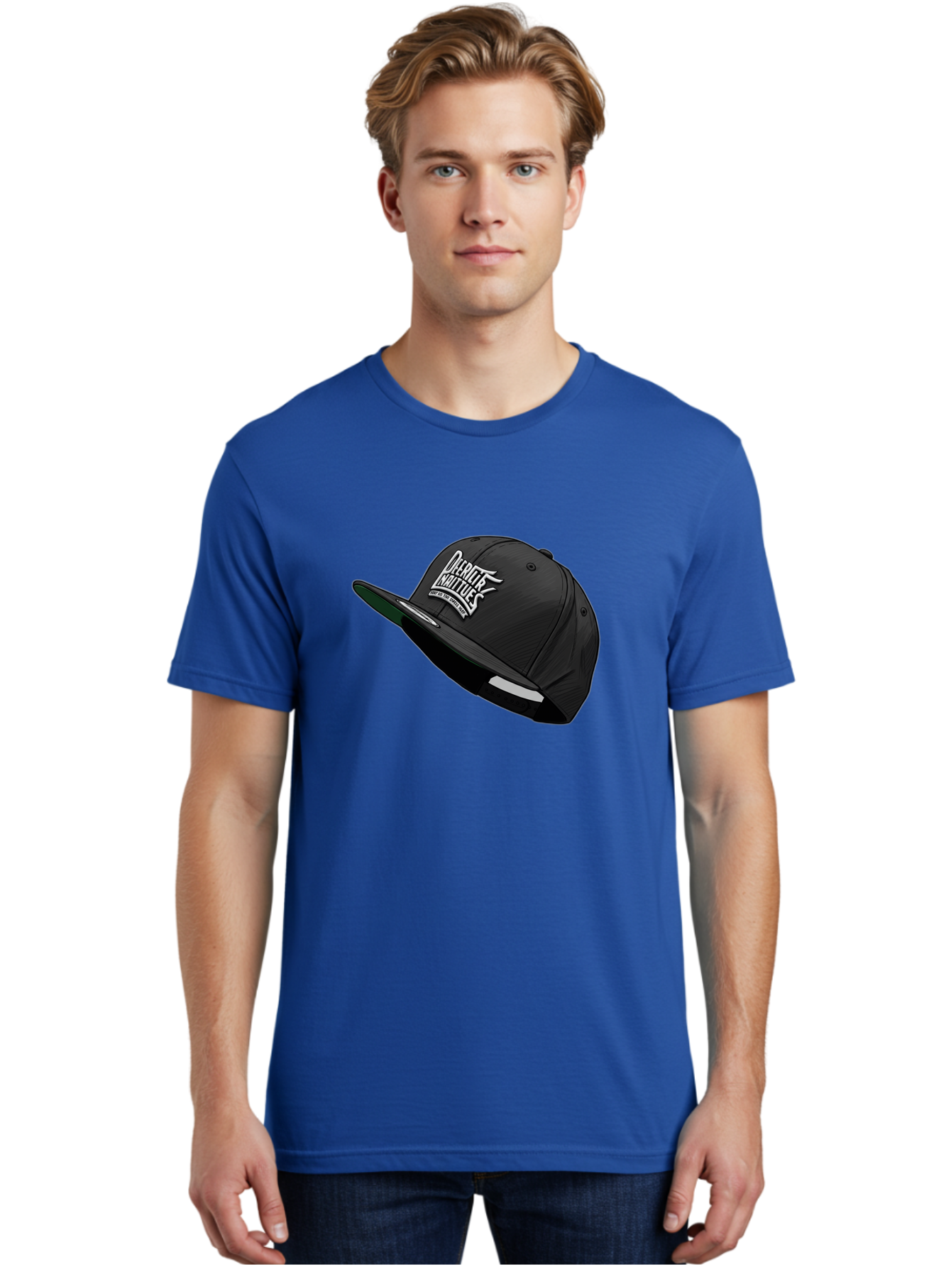 Darktrix-Koutures Men'S Graphic Tee, 100% Cotton, Comfortable Casual Summer Wear, Machine Washable, Black Snapback Hat, Darby Knights Logo, Streetwear Fashion, Casual Wear, Sports Cap, Graffitistyle Text, White Logo On Black Cap Bac976 20