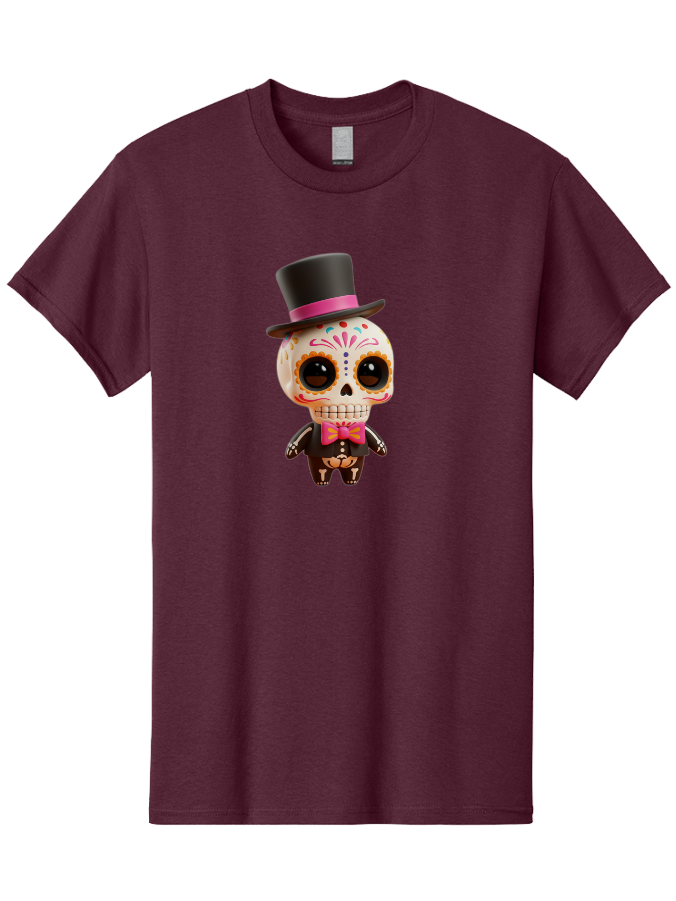 Day-Of-The-Dead-Skeleton Men'S Graphic Tee, 100% Cotton, Comfortable Casual Summer Wear, Machine Washable, Sugar Skull, Day Of The Dead, Dia De Los Muertos, Skeleton Figurine, Colorful Decorations, Festive Attire, Top Hat, Bow Tie, Bac977 9