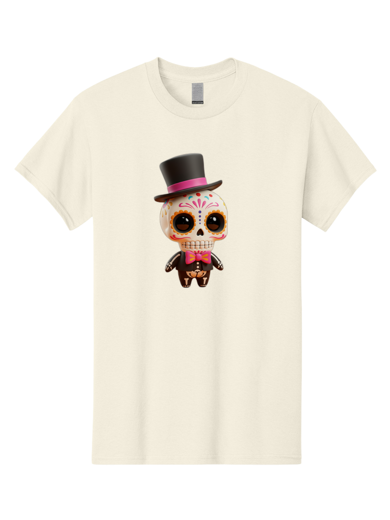 Day-Of-The-Dead-Skeleton Men'S Graphic Tee, 100% Cotton, Comfortable Casual Summer Wear, Machine Washable, Sugar Skull, Day Of The Dead, Dia De Los Muertos, Skeleton Figurine, Colorful Decorations, Festive Attire, Top Hat, Bow Tie, Bac977 7