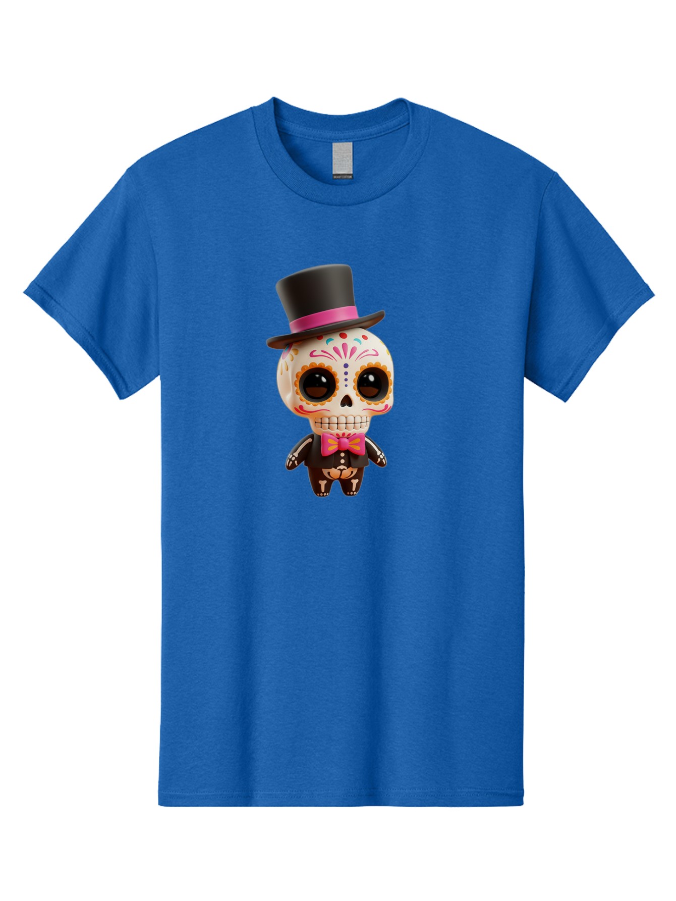 Day-Of-The-Dead-Skeleton Men'S Graphic Tee, 100% Cotton, Comfortable Casual Summer Wear, Machine Washable, Sugar Skull, Day Of The Dead, Dia De Los Muertos, Skeleton Figurine, Colorful Decorations, Festive Attire, Top Hat, Bow Tie, Bac977 8