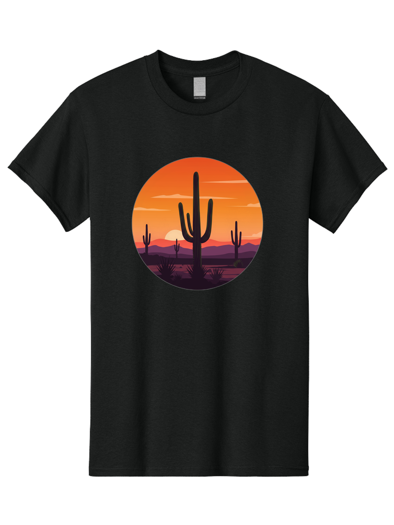 Desert-Sunset-1 Men'S Graphic Tee, 100% Cotton, Comfortable Casual Summer Wear, Machine Washable, Desert Landscape, Cactus Silhouette, Orange Sunset, Vibrant Colors, Serene Atmosphere, Natural Beauty, Outdoor Scenery, Majestic Mountains Bac996 14