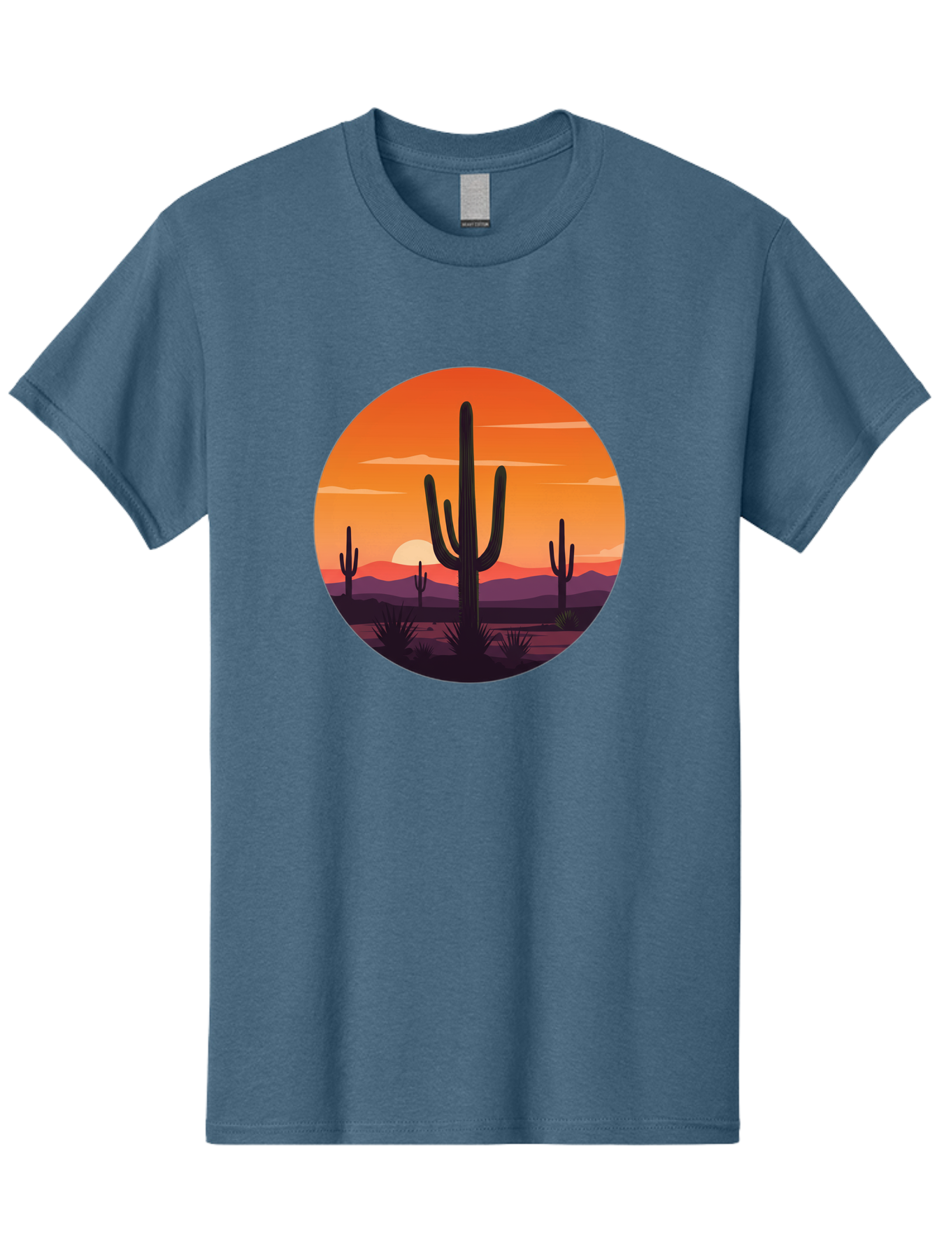 Desert-Sunset-1 Men'S Graphic Tee, 100% Cotton, Comfortable Casual Summer Wear, Machine Washable, Desert Landscape, Cactus Silhouette, Orange Sunset, Vibrant Colors, Serene Atmosphere, Natural Beauty, Outdoor Scenery, Majestic Mountains Bac996 4