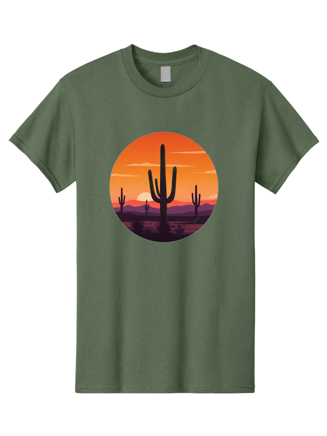 Desert-Sunset-1 Men'S Graphic Tee, 100% Cotton, Comfortable Casual Summer Wear, Machine Washable, Desert Landscape, Cactus Silhouette, Orange Sunset, Vibrant Colors, Serene Atmosphere, Natural Beauty, Outdoor Scenery, Majestic Mountains Bac996 15