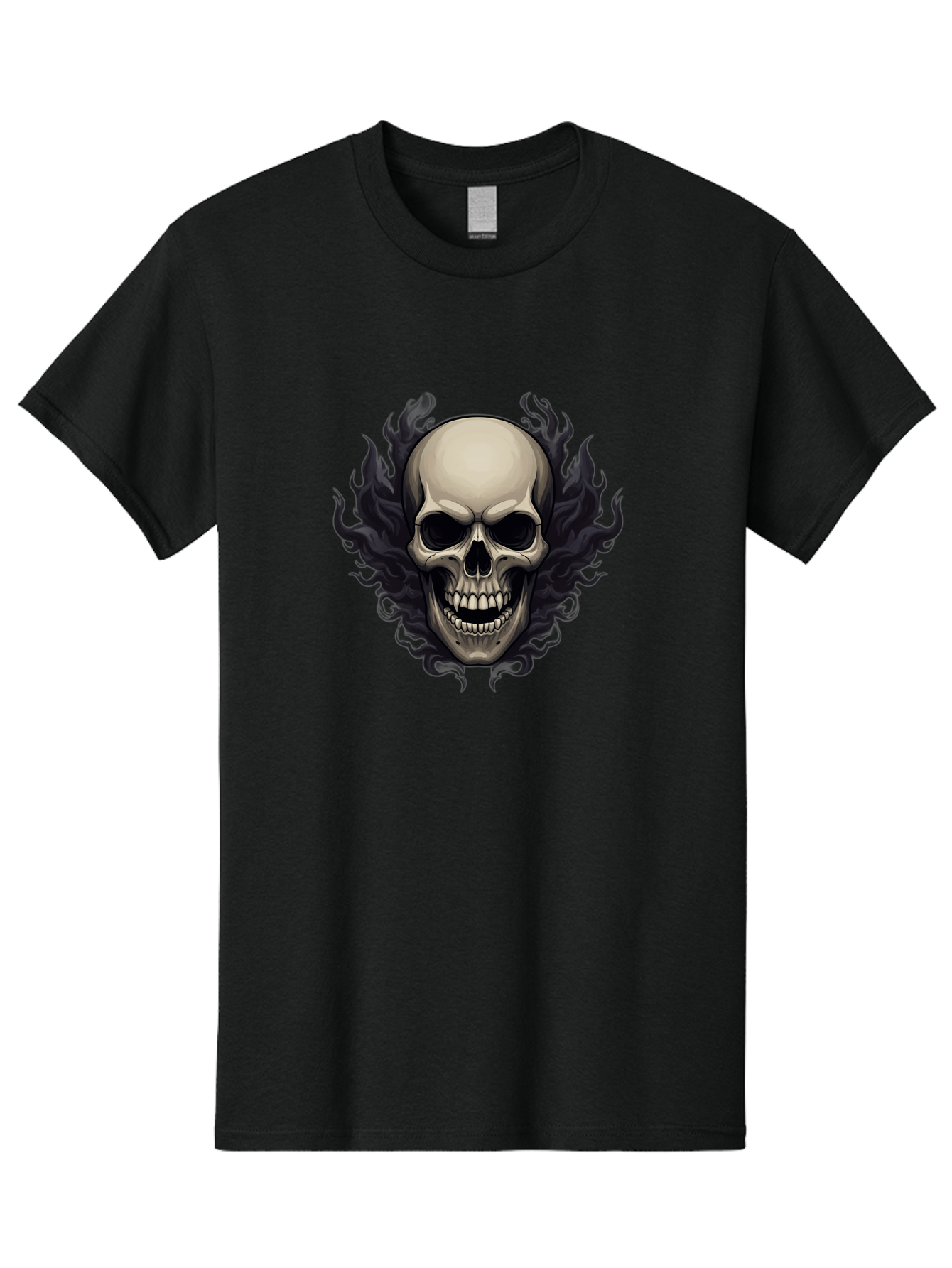 Flaming-Skull Men'S Graphic Tee, 100% Cotton, Comfortable Casual Summer Wear, Machine Washable, Skull With Flames, Grunge Style, Gothic Graphic, Horror Theme, Dark Art, Punk Rock, Edgy Design, Bold Imagery, Fiery Skull, Intense Graphics Bad101 11