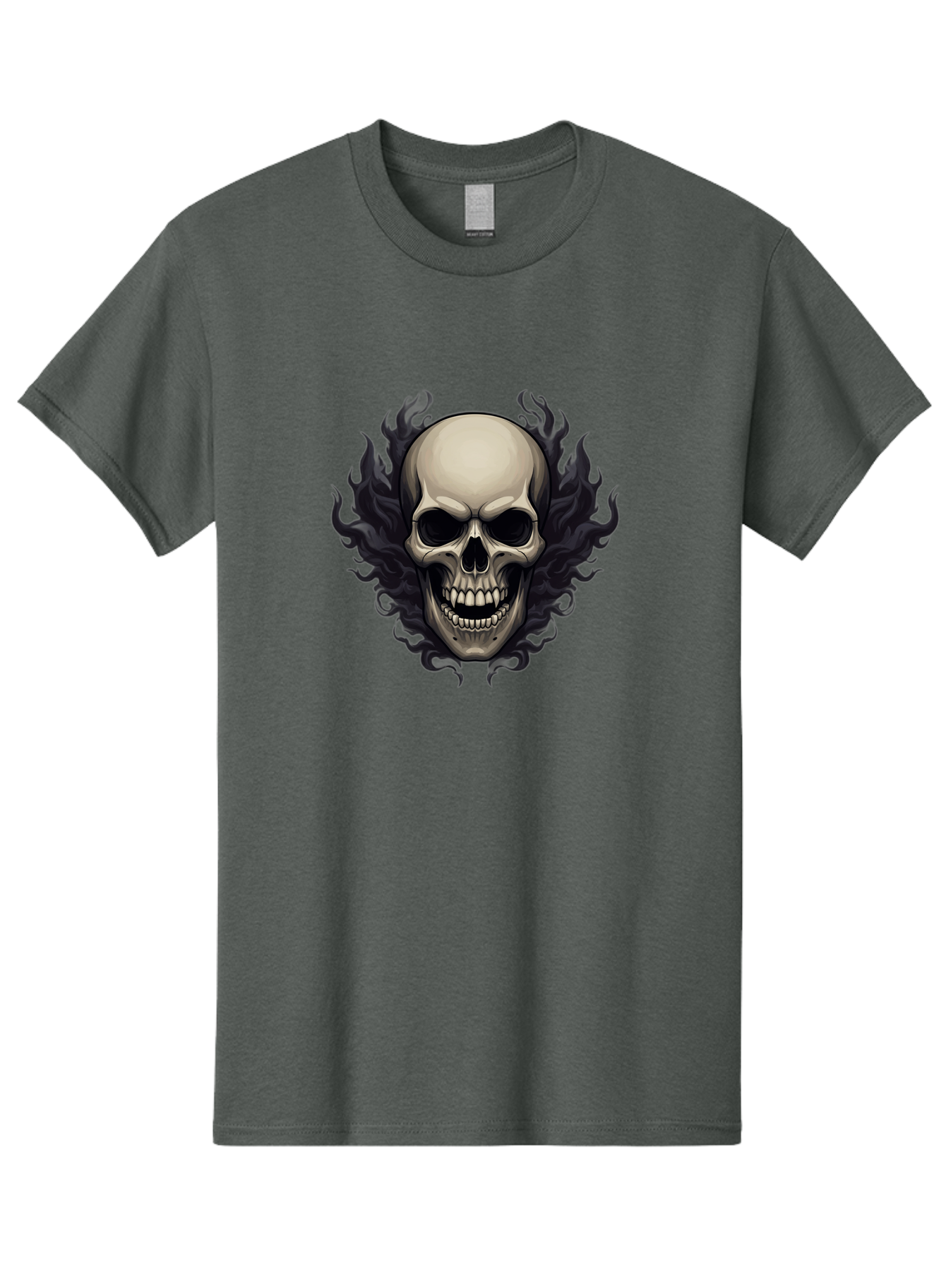 Flaming-Skull Men'S Graphic Tee, 100% Cotton, Comfortable Casual Summer Wear, Machine Washable, Skull With Flames, Grunge Style, Gothic Graphic, Horror Theme, Dark Art, Punk Rock, Edgy Design, Bold Imagery, Fiery Skull, Intense Graphics Bad101 3