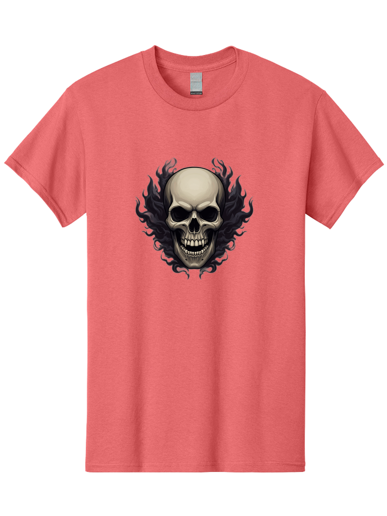 Flaming-Skull Men'S Graphic Tee, 100% Cotton, Comfortable Casual Summer Wear, Machine Washable, Skull With Flames, Grunge Style, Gothic Graphic, Horror Theme, Dark Art, Punk Rock, Edgy Design, Bold Imagery, Fiery Skull, Intense Graphics Bad101 9