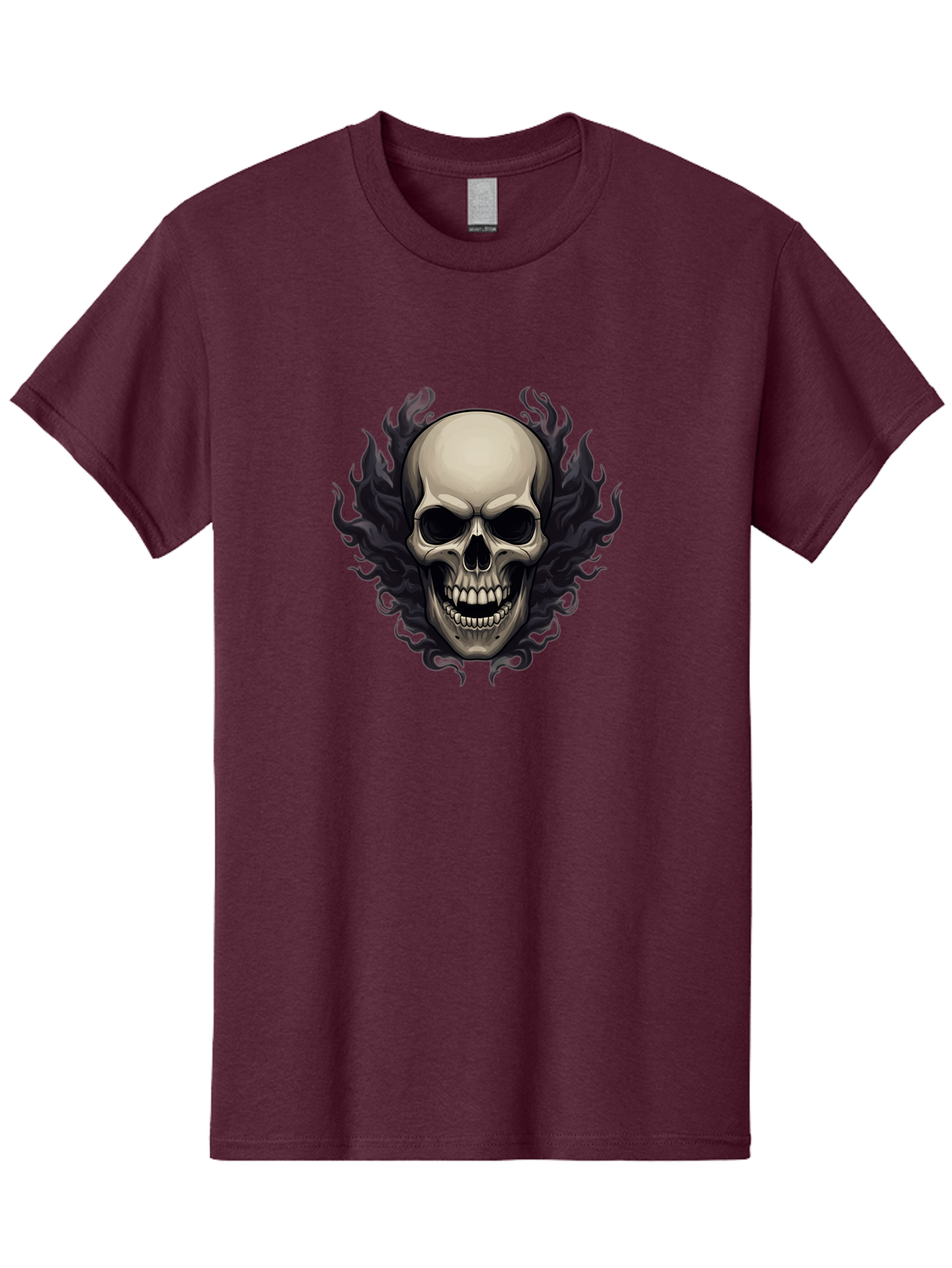 Flaming-Skull Men'S Graphic Tee, 100% Cotton, Comfortable Casual Summer Wear, Machine Washable, Skull With Flames, Grunge Style, Gothic Graphic, Horror Theme, Dark Art, Punk Rock, Edgy Design, Bold Imagery, Fiery Skull, Intense Graphics Bad101 4
