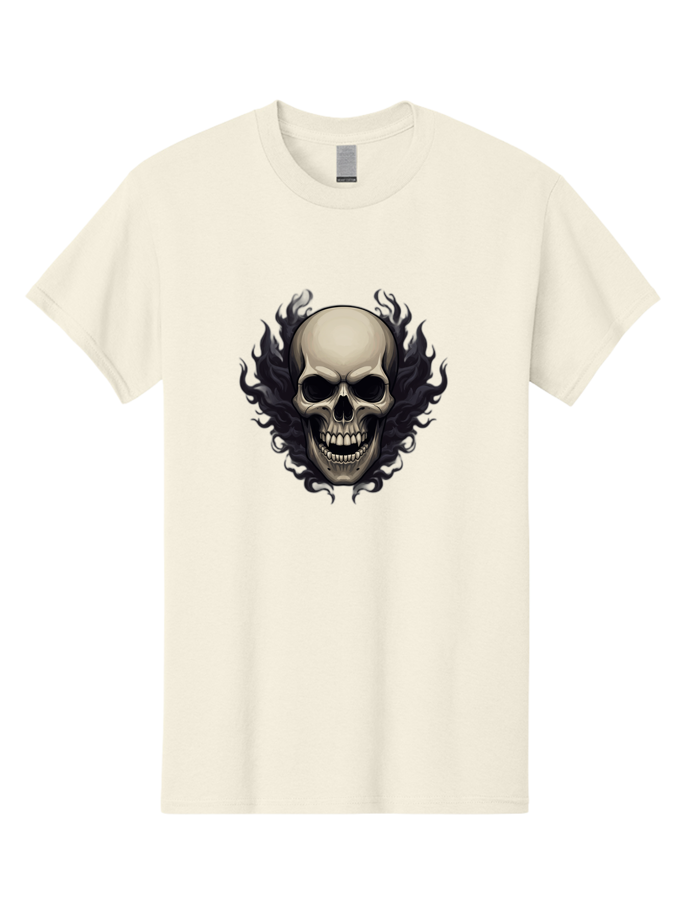 Flaming-Skull Men'S Graphic Tee, 100% Cotton, Comfortable Casual Summer Wear, Machine Washable, Skull With Flames, Grunge Style, Gothic Graphic, Horror Theme, Dark Art, Punk Rock, Edgy Design, Bold Imagery, Fiery Skull, Intense Graphics Bad101 10