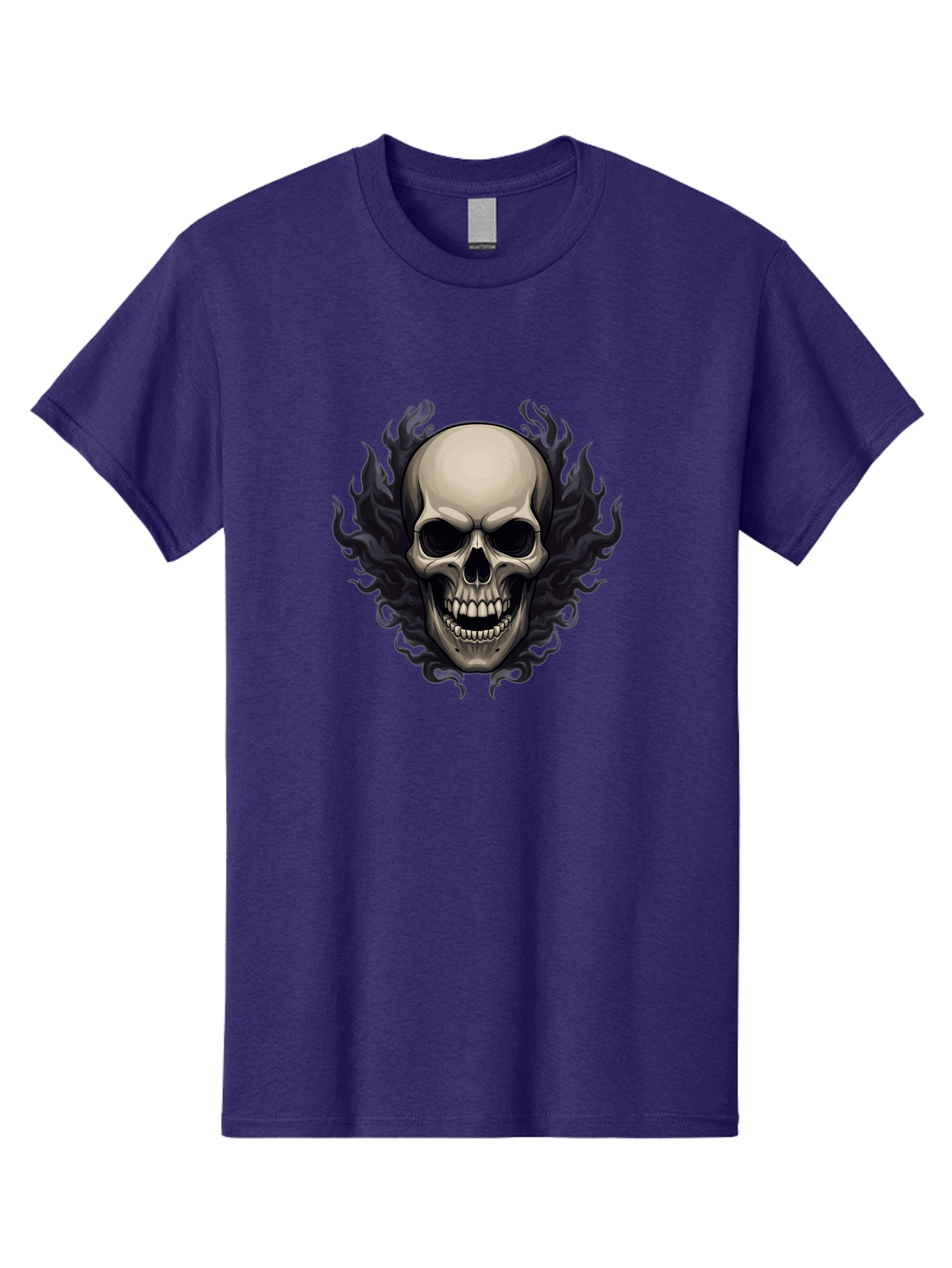 Flaming-Skull Men'S Graphic Tee, 100% Cotton, Comfortable Casual Summer Wear, Machine Washable, Skull With Flames, Grunge Style, Gothic Graphic, Horror Theme, Dark Art, Punk Rock, Edgy Design, Bold Imagery, Fiery Skull, Intense Graphics Bad101 5