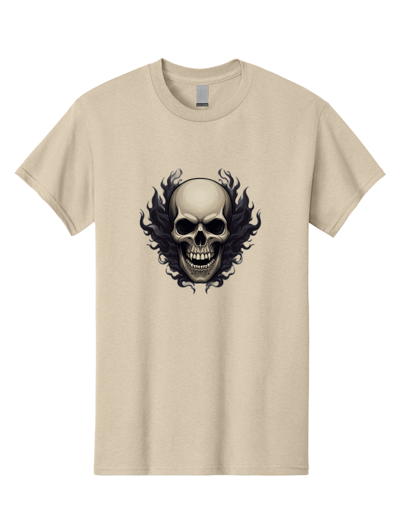 Flaming-Skull Men'S Graphic Tee, 100% Cotton, Comfortable Casual Summer Wear, Machine Washable, Skull With Flames, Grunge Style, Gothic Graphic, Horror Theme, Dark Art, Punk Rock, Edgy Design, Bold Imagery, Fiery Skull, Intense Graphics Bad101 2
