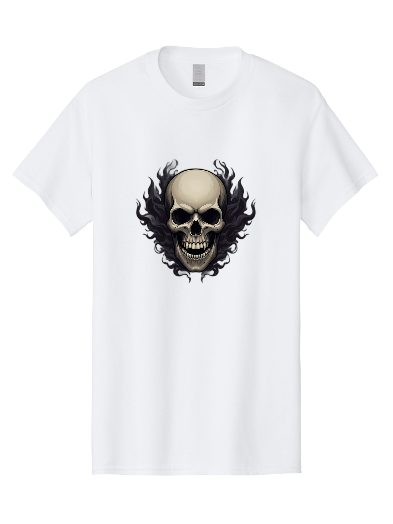 Flaming-Skull Men'S Graphic Tee, 100% Cotton, Comfortable Casual Summer Wear, Machine Washable, Skull With Flames, Grunge Style, Gothic Graphic, Horror Theme, Dark Art, Punk Rock, Edgy Design, Bold Imagery, Fiery Skull, Intense Graphics Bad101 6