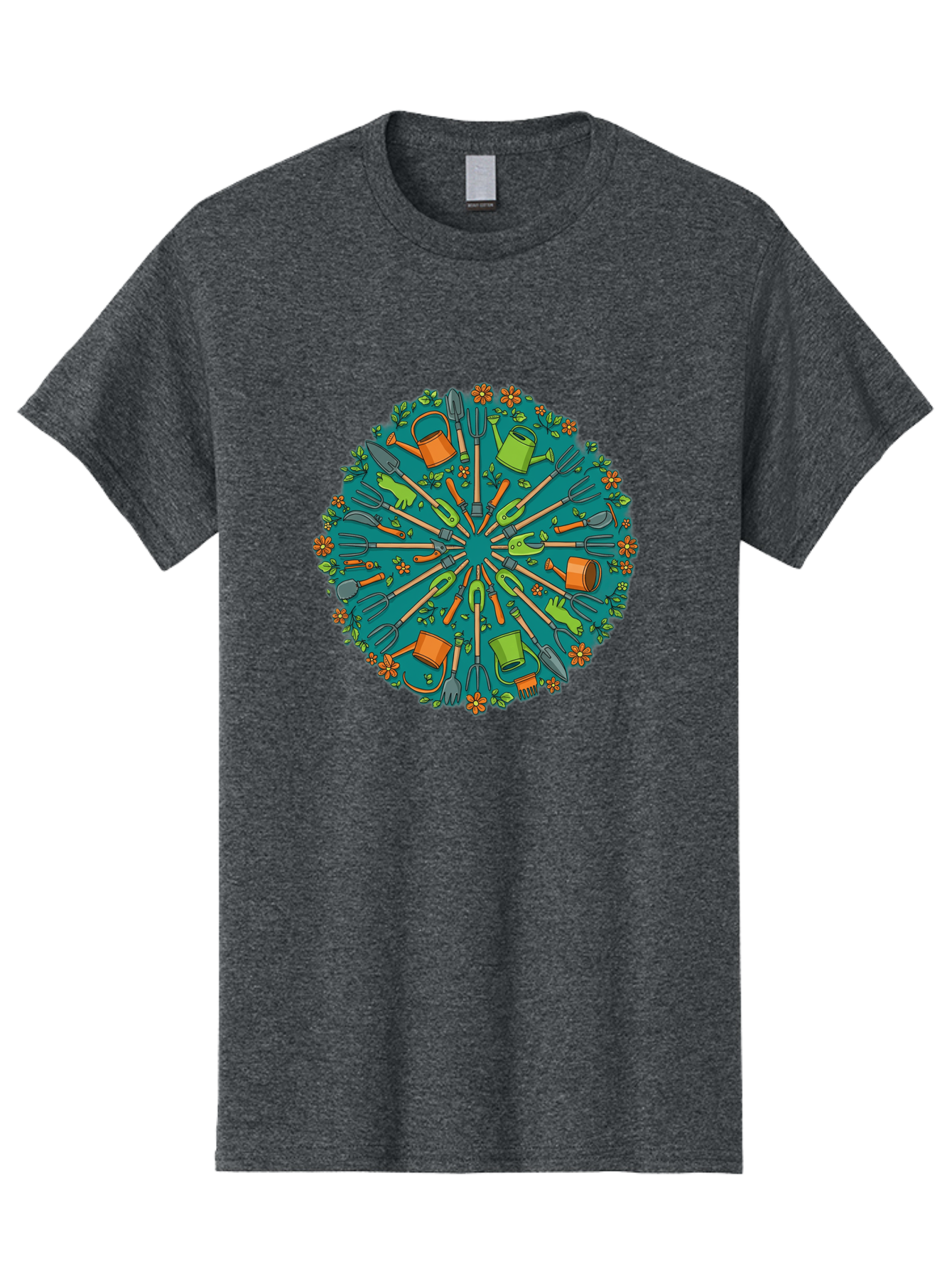 Gardening-Tools-Mandala Men'S Graphic Tee, 100% Cotton, Comfortable Casual Summer Wear, Machine Washable, Gardening Tools, Gardening Equipment, Watering Cans, Rakes, Shovels, Trowels, Gloves, Flower Arrangements, Garden Decor, Bad119 14