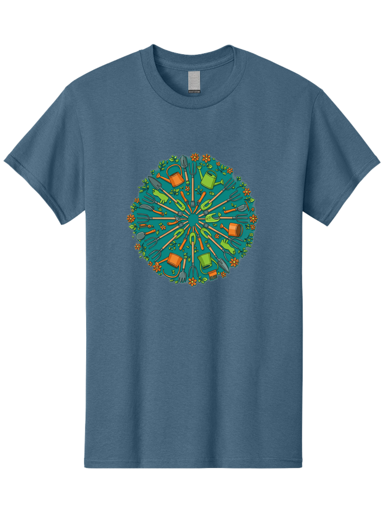 Gardening-Tools-Mandala Men'S Graphic Tee, 100% Cotton, Comfortable Casual Summer Wear, Machine Washable, Gardening Tools, Gardening Equipment, Watering Cans, Rakes, Shovels, Trowels, Gloves, Flower Arrangements, Garden Decor, Bad119 10