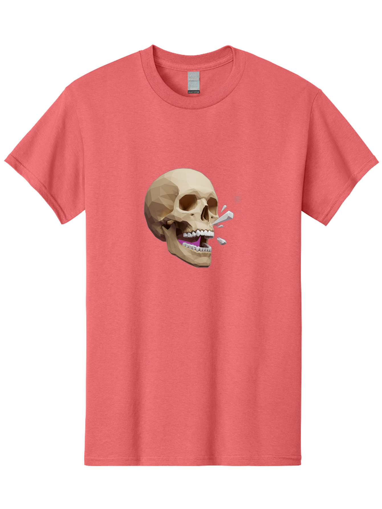 Geometric-Skull Men'S Graphic Tee, 100% Cotton, Comfortable Casual Summer Wear, Machine Washable, Low Poly Skull, 3D Art, Digital Illustration, Broken Tooth, Exploding Tooth, Human Skull, Anatomical Art, Polygon Art, Modern Design, Bad132 9