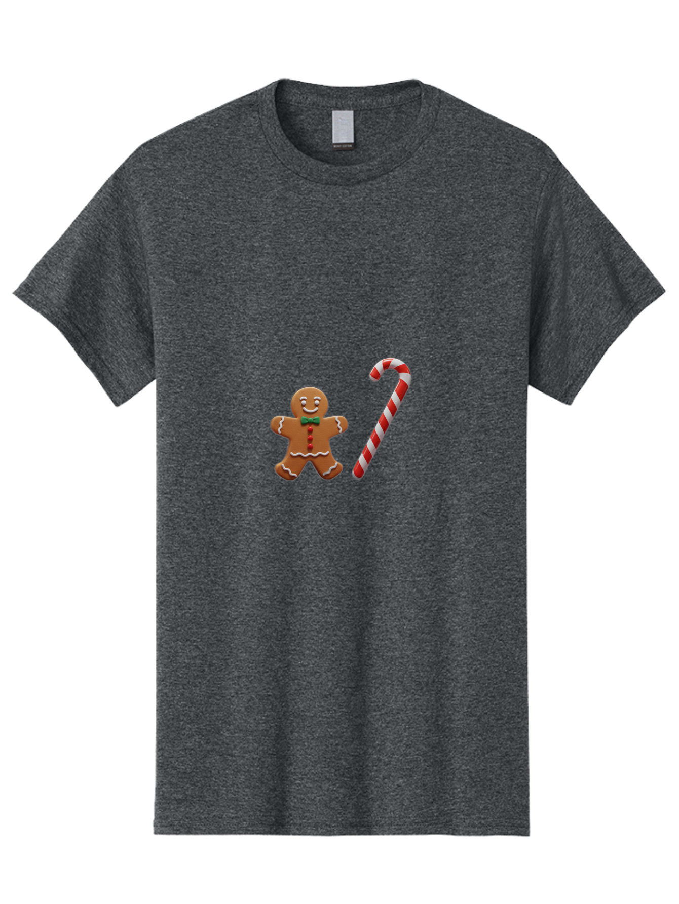 Gingerbread-Man-Candy-Cane Men'S Graphic Tee, 100% Cotton, Comfortable Casual Summer Wear, Machine Washable, Gingerbread Man, Candy Cane, Holiday Treats, Festive Sweets, Christmas Cookie, Red And White, Sweet Delights, Festive Decorations, Bad149 3