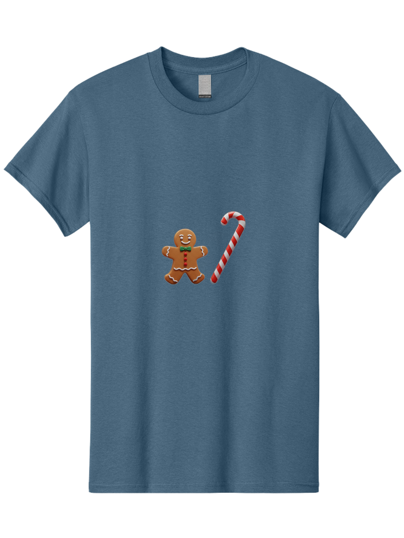 Gingerbread-Man-Candy-Cane Men'S Graphic Tee, 100% Cotton, Comfortable Casual Summer Wear, Machine Washable, Gingerbread Man, Candy Cane, Holiday Treats, Festive Sweets, Christmas Cookie, Red And White, Sweet Delights, Festive Decorations, Bad149 4