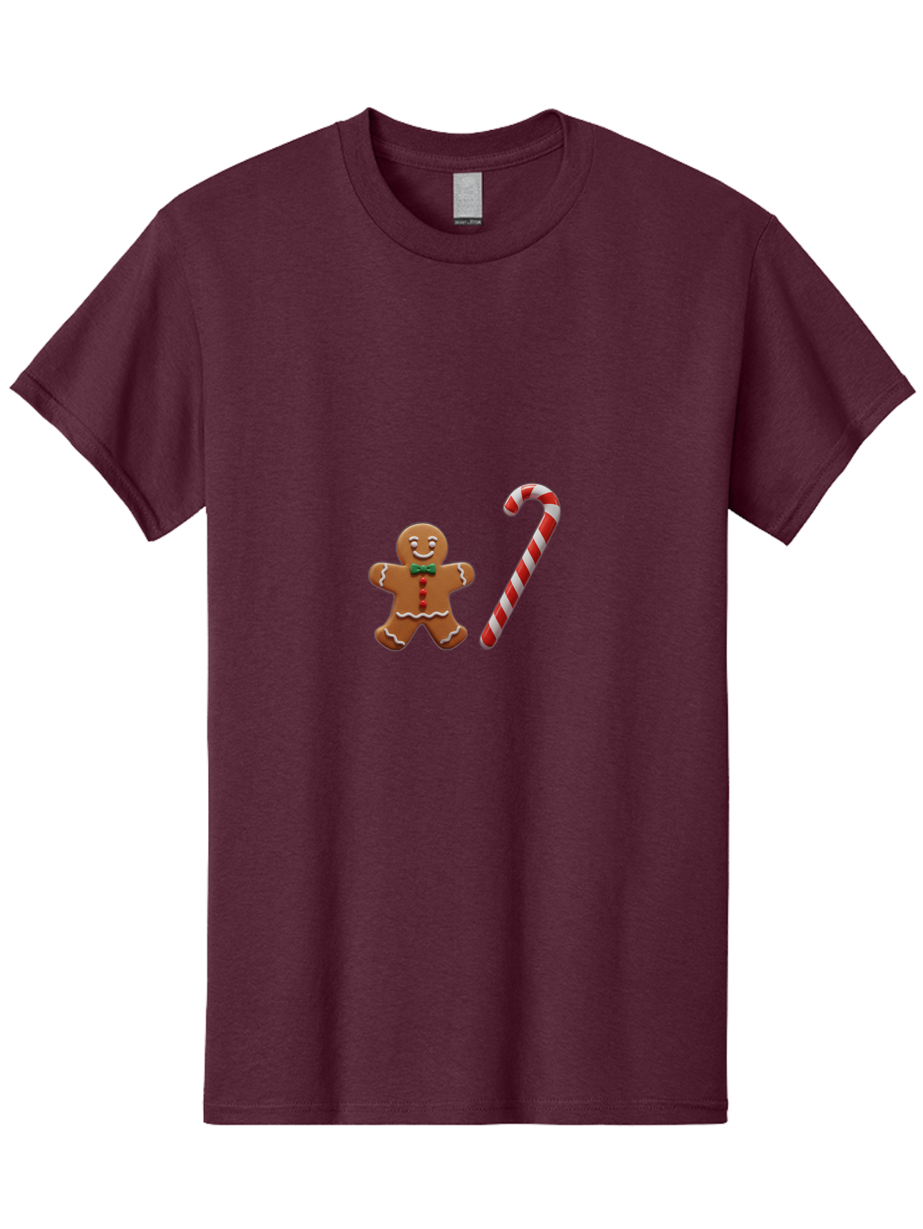 Gingerbread-Man-Candy-Cane Men'S Graphic Tee, 100% Cotton, Comfortable Casual Summer Wear, Machine Washable, Gingerbread Man, Candy Cane, Holiday Treats, Festive Sweets, Christmas Cookie, Red And White, Sweet Delights, Festive Decorations, Bad149 12