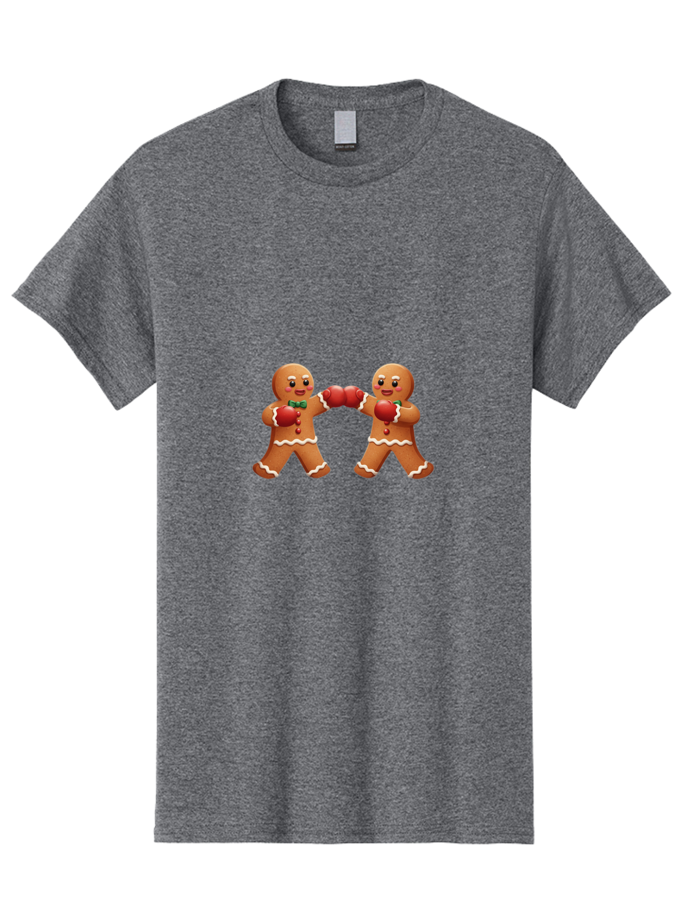 Gingerbread-Men-Boxing Men'S Graphic Tee, 100% Cotton, Comfortable Casual Summer Wear, Machine Washable, Gingerbread Man, Festive Characters, Holiday Treats, Boxing Gloves, Fighting Pose, Christmas Sweets, Baked Goods, Sweet Illustrations, Bad150 13