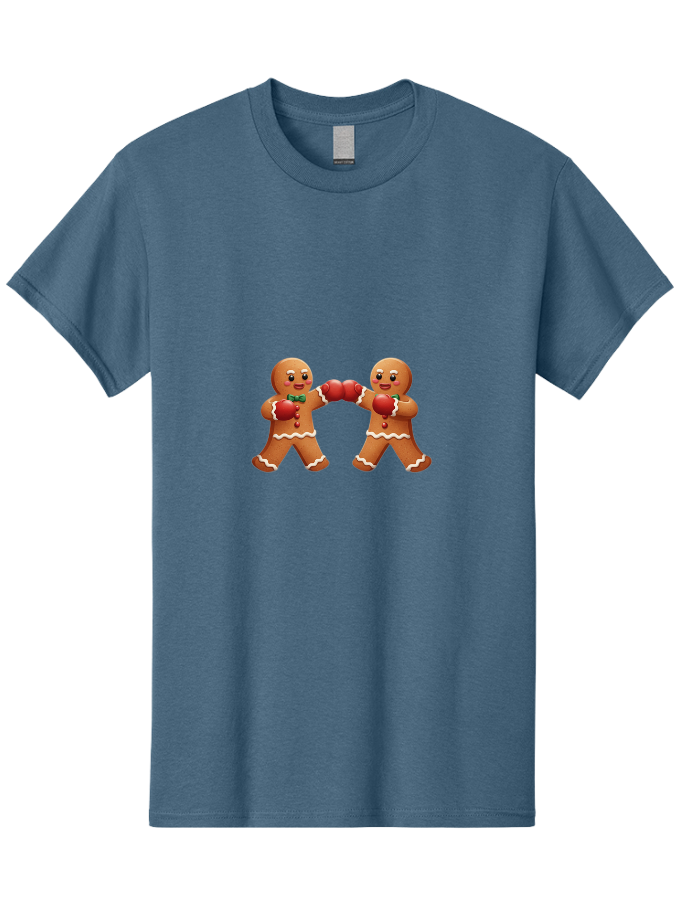 Gingerbread-Men-Boxing Men'S Graphic Tee, 100% Cotton, Comfortable Casual Summer Wear, Machine Washable, Gingerbread Man, Festive Characters, Holiday Treats, Boxing Gloves, Fighting Pose, Christmas Sweets, Baked Goods, Sweet Illustrations, Bad150 2