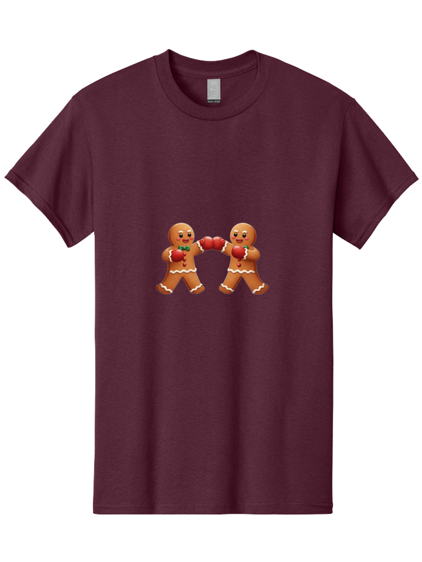 Gingerbread-Men-Boxing Men'S Graphic Tee, 100% Cotton, Comfortable Casual Summer Wear, Machine Washable, Gingerbread Man, Festive Characters, Holiday Treats, Boxing Gloves, Fighting Pose, Christmas Sweets, Baked Goods, Sweet Illustrations, Bad150 7