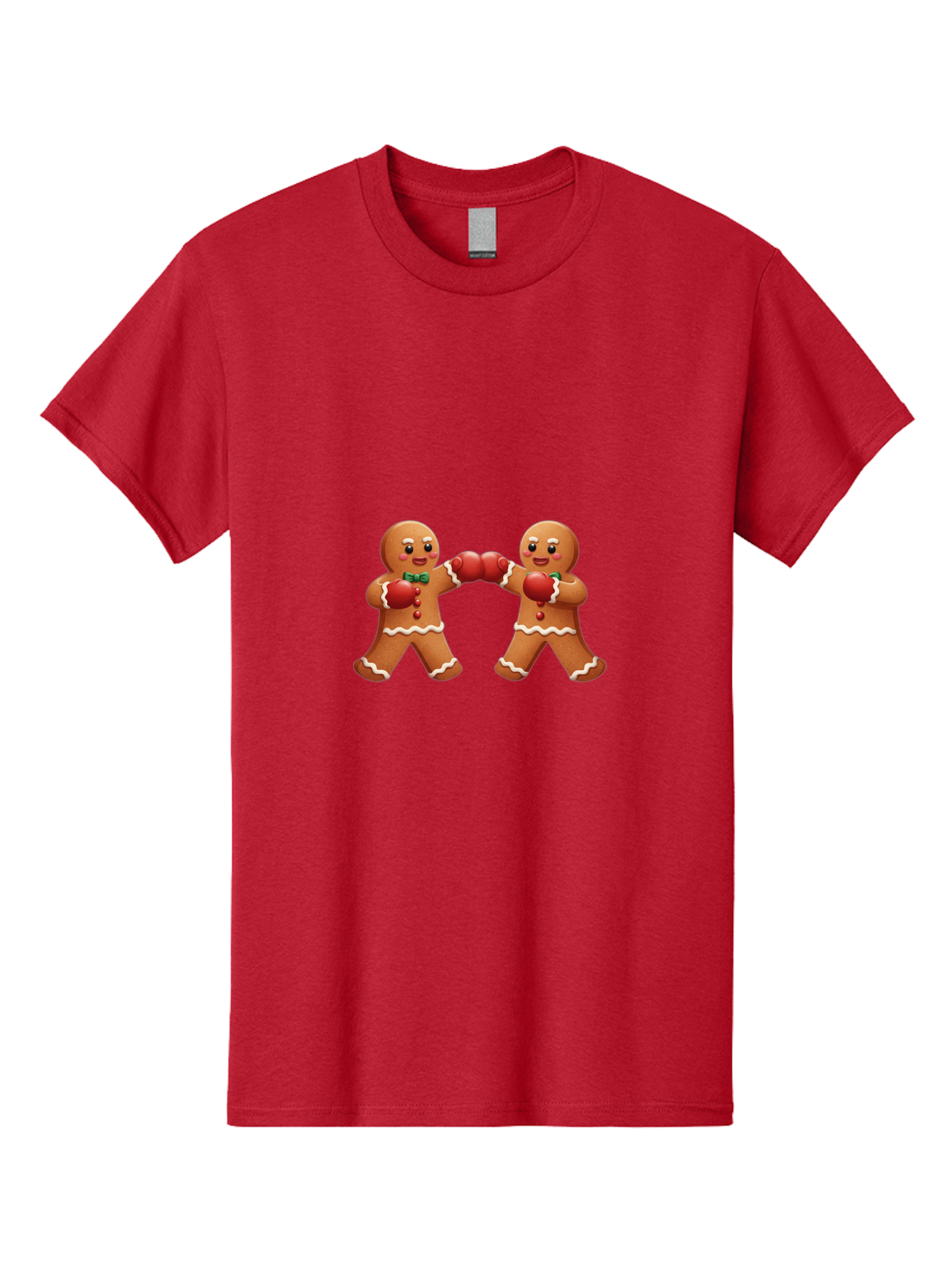 Gingerbread-Men-Boxing Men'S Graphic Tee, 100% Cotton, Comfortable Casual Summer Wear, Machine Washable, Gingerbread Man, Festive Characters, Holiday Treats, Boxing Gloves, Fighting Pose, Christmas Sweets, Baked Goods, Sweet Illustrations, Bad150 14