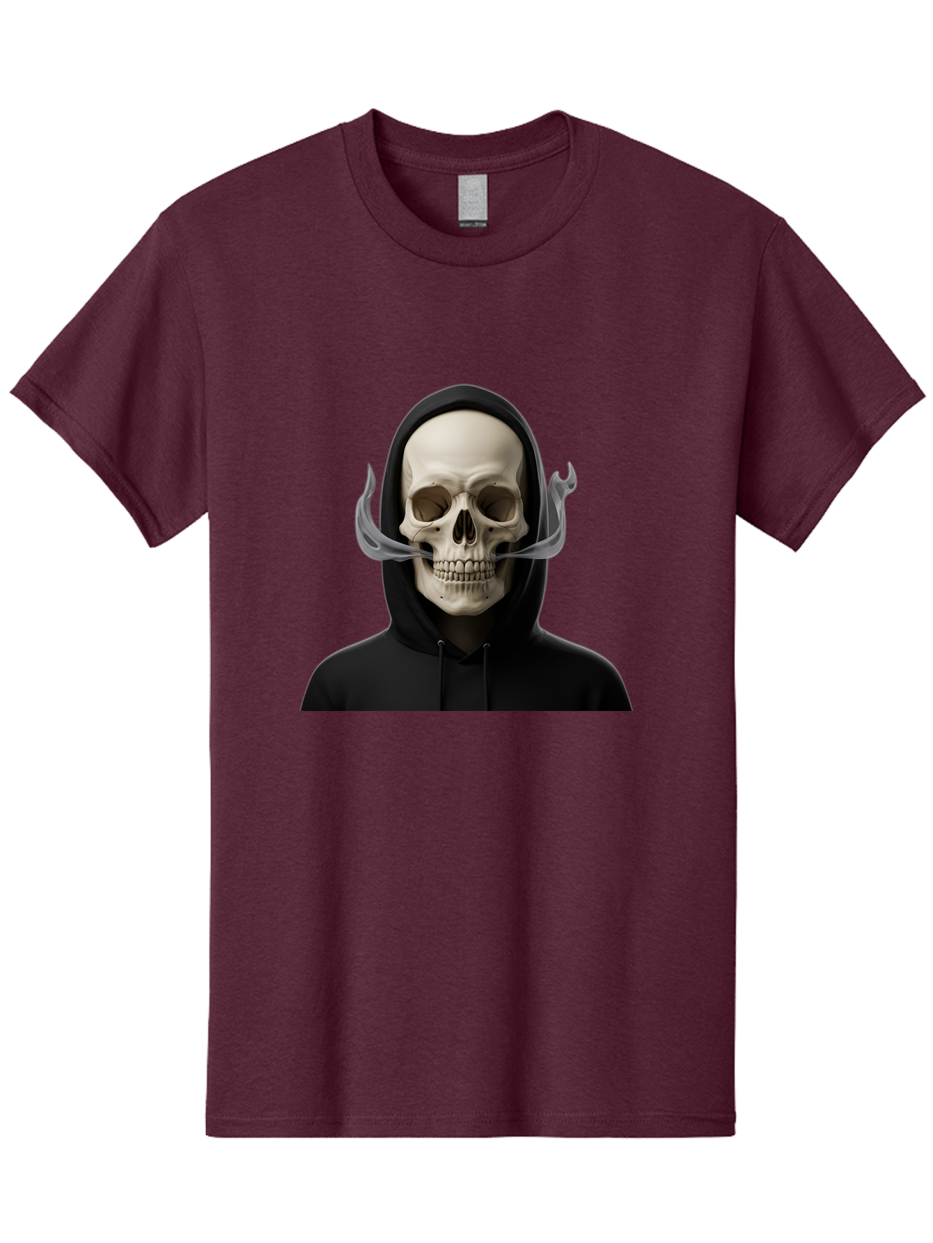 Grim-Reaper-Skull Men'S Graphic Tee, 100% Cotton, Comfortable Casual Summer Wear, Machine Washable, Skull Wearing Hoodie, Ghostly Figure, Surreal Art, Mystical Creature, Dark Fantasy, Eerie Atmosphere, Gothic Style, Mysterious Entity, Bad170 15