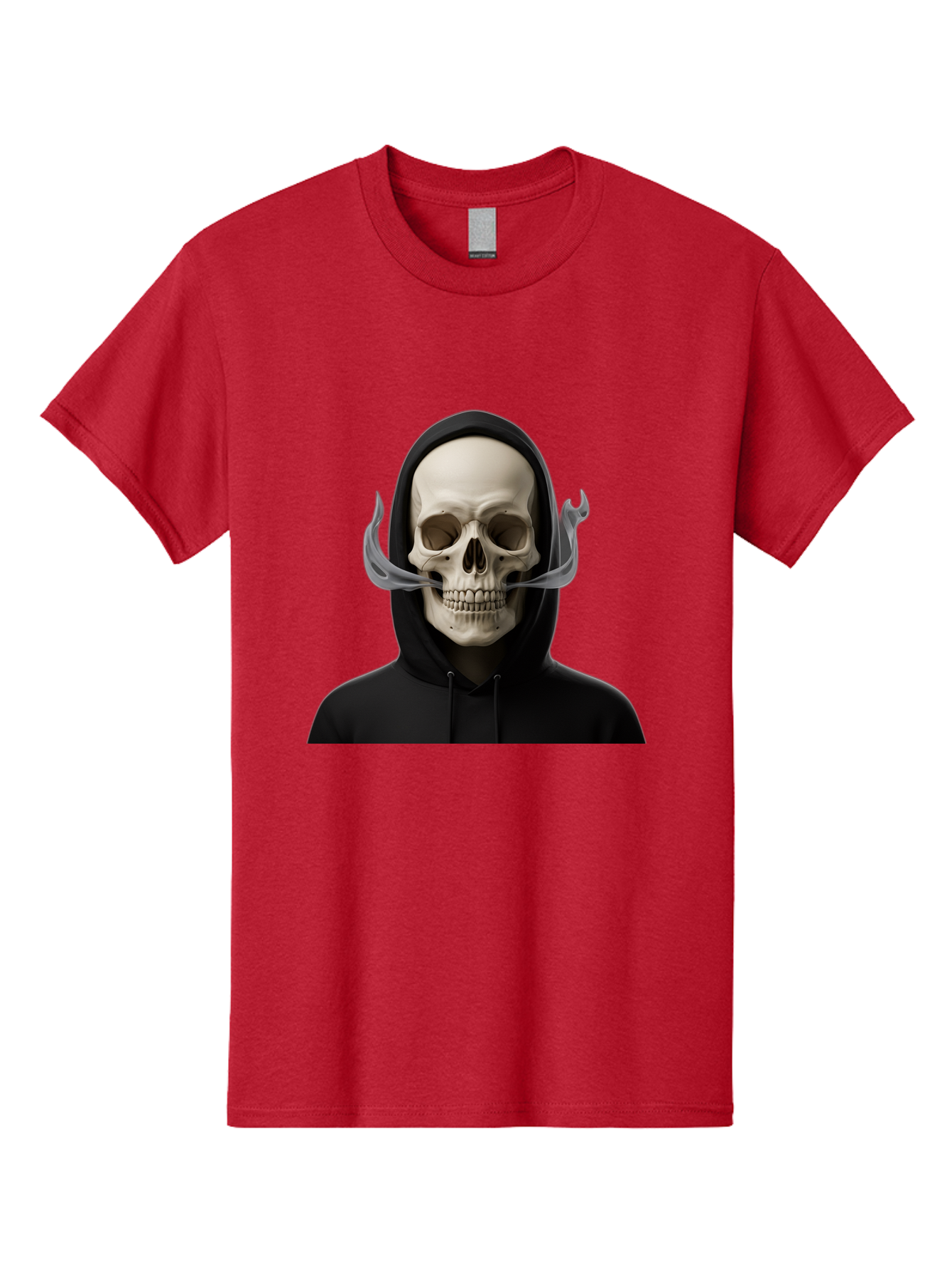 Grim-Reaper-Skull Men'S Graphic Tee, 100% Cotton, Comfortable Casual Summer Wear, Machine Washable, Skull Wearing Hoodie, Ghostly Figure, Surreal Art, Mystical Creature, Dark Fantasy, Eerie Atmosphere, Gothic Style, Mysterious Entity, Bad170 3