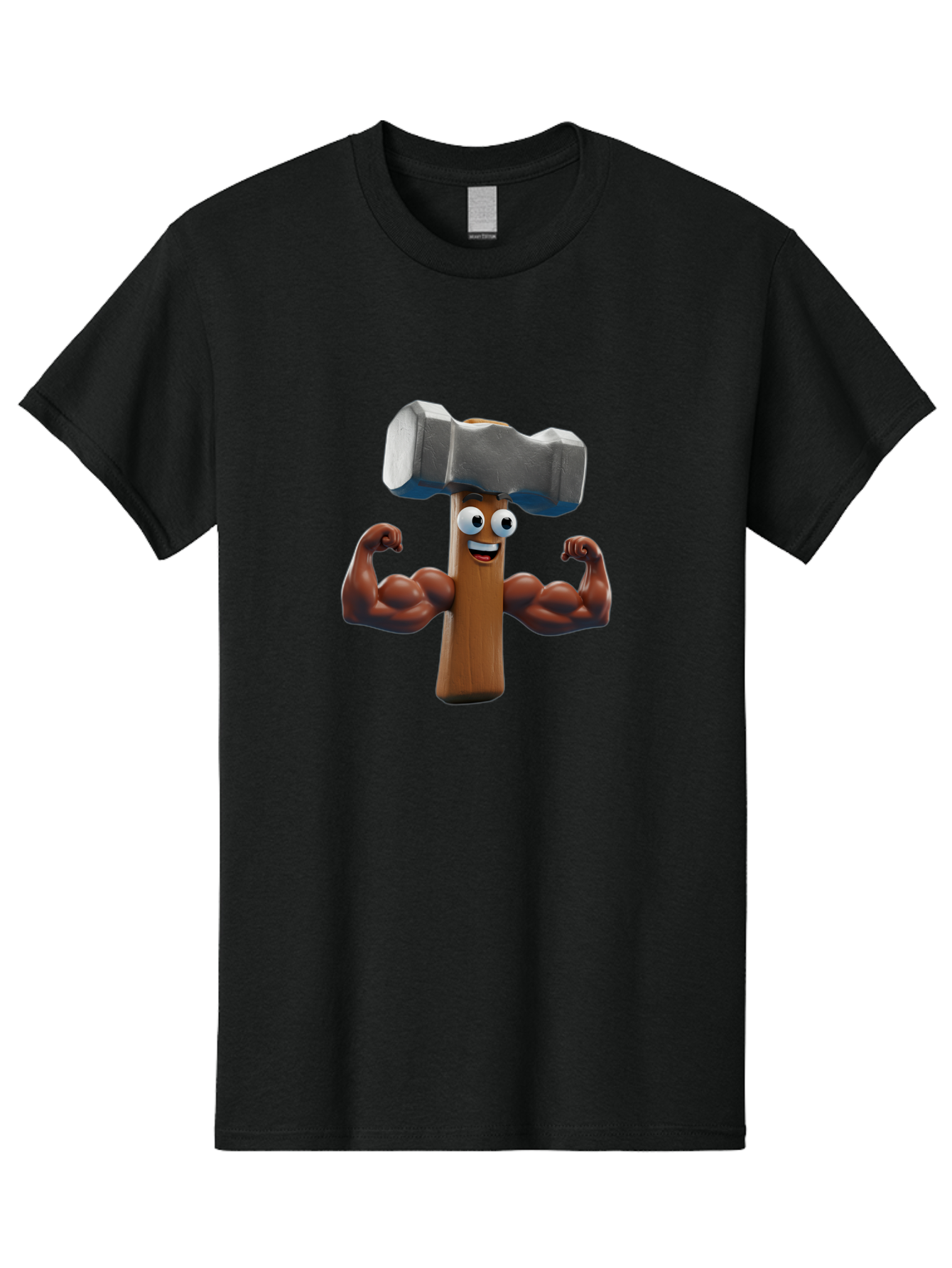 Hammer Men'S Graphic Tee, 100% Cotton, Comfortable Casual Summer Wear, Machine Washable, Cartoon Nail, Muscular Arms, Flexing Biceps, Funny Character, Hammer On Head, Playful Humor, Comical Pose, Anthropomorphic Object, Whimsical Design Bad182 9