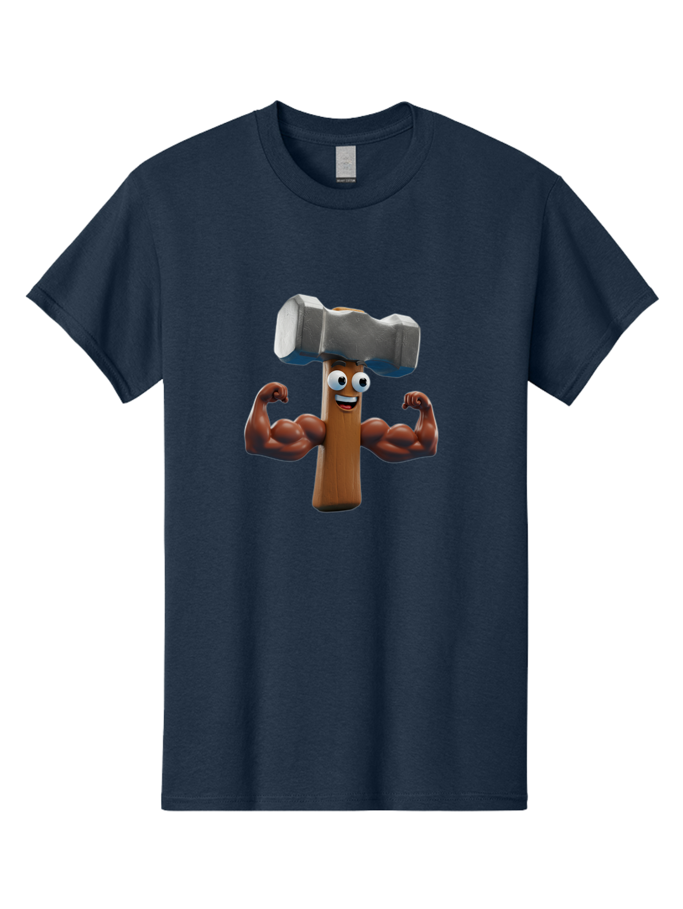 Hammer Men'S Graphic Tee, 100% Cotton, Comfortable Casual Summer Wear, Machine Washable, Cartoon Nail, Muscular Arms, Flexing Biceps, Funny Character, Hammer On Head, Playful Humor, Comical Pose, Anthropomorphic Object, Whimsical Design Bad182 14
