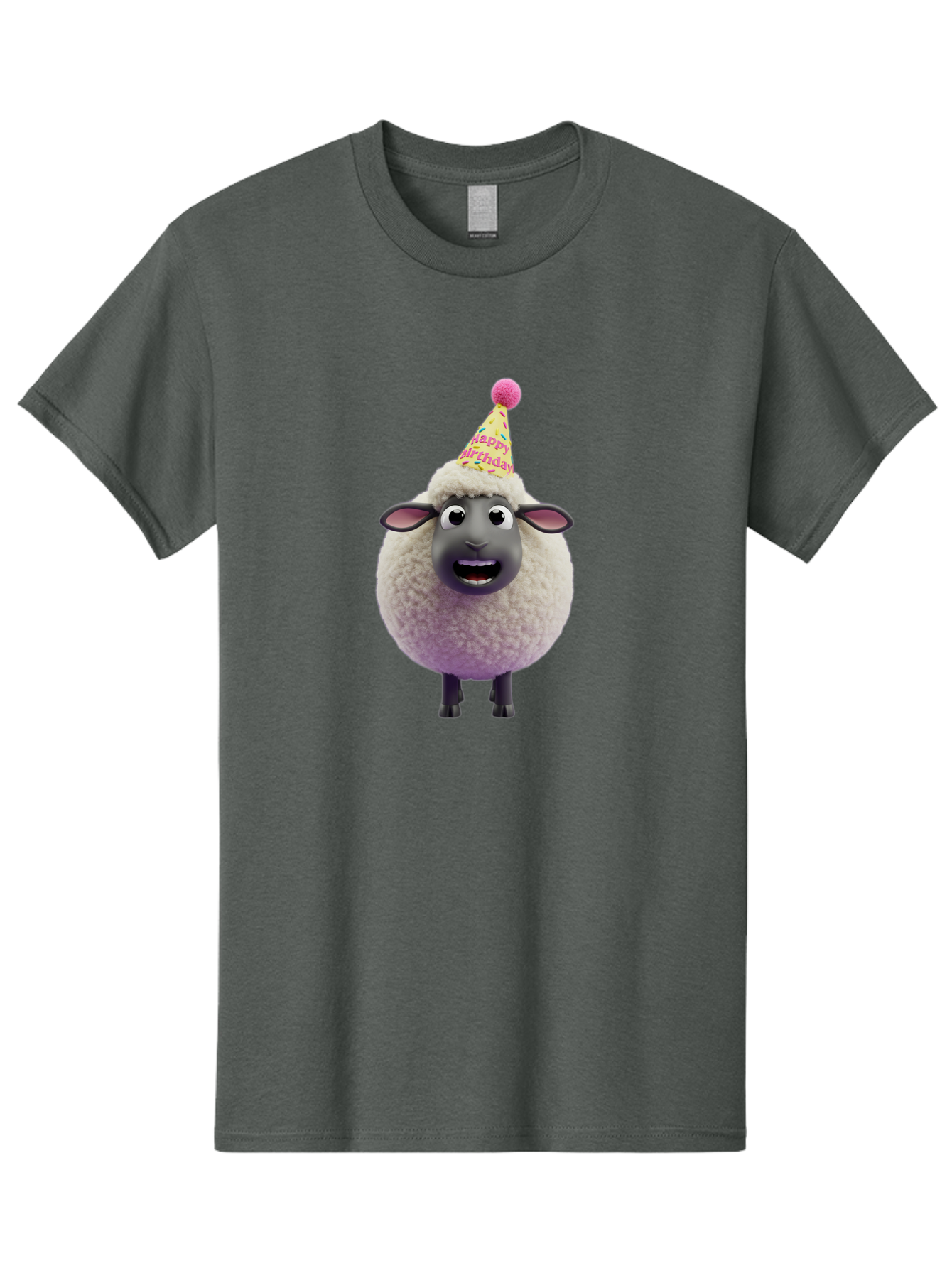 Happy-Birthday-Sheep Men'S Graphic Tee, 100% Cotton, Comfortable Casual Summer Wear, Machine Washable, Sheep In Party Hat, Happy Birthday, Cute Cartoon Character, Funny Animal, Celebration, Birthday Party, Fluffy Sheep, Cartoon Sheep, Bad189 10