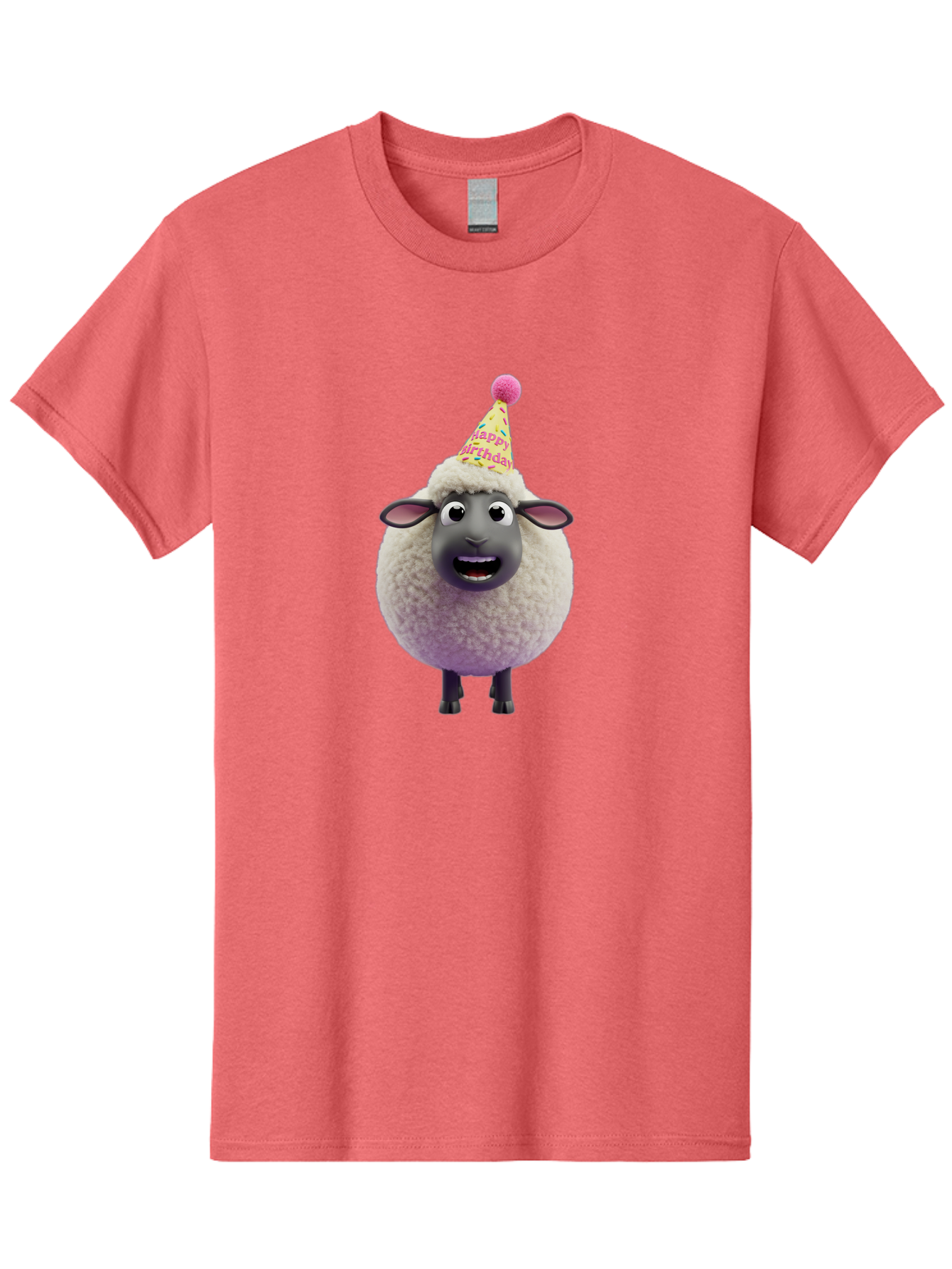 Happy-Birthday-Sheep Men'S Graphic Tee, 100% Cotton, Comfortable Casual Summer Wear, Machine Washable, Sheep In Party Hat, Happy Birthday, Cute Cartoon Character, Funny Animal, Celebration, Birthday Party, Fluffy Sheep, Cartoon Sheep, Bad189 14