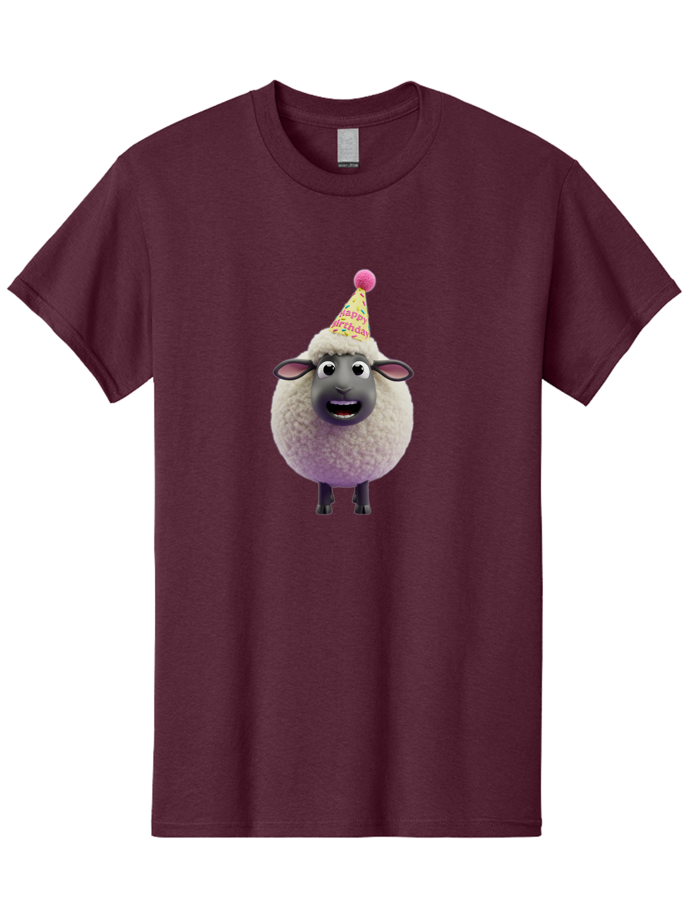 Happy-Birthday-Sheep Men'S Graphic Tee, 100% Cotton, Comfortable Casual Summer Wear, Machine Washable, Sheep In Party Hat, Happy Birthday, Cute Cartoon Character, Funny Animal, Celebration, Birthday Party, Fluffy Sheep, Cartoon Sheep, Bad189 11