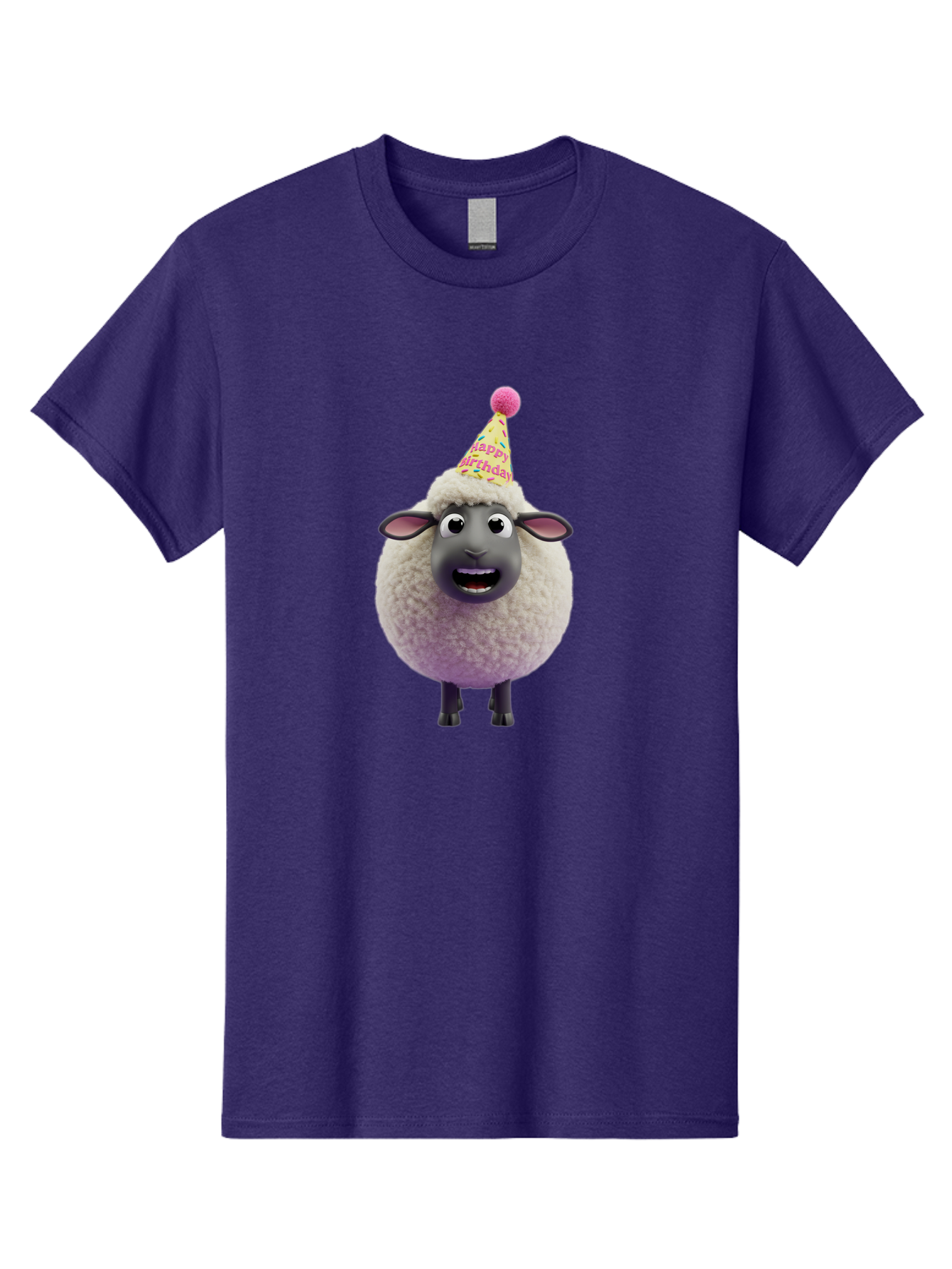Happy-Birthday-Sheep Men'S Graphic Tee, 100% Cotton, Comfortable Casual Summer Wear, Machine Washable, Sheep In Party Hat, Happy Birthday, Cute Cartoon Character, Funny Animal, Celebration, Birthday Party, Fluffy Sheep, Cartoon Sheep, Bad189 12