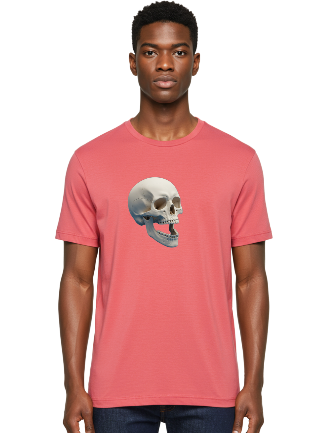 Human-Skull-1 Men'S Graphic Tee, 100% Cotton, Comfortable Casual Summer Wear, Machine Washable, Human Skull, Skeletal Head, Anatomy, Bones, Teeth, Jawbone, Scientific Illustration, Medical Art, 3D Rendering, Detailed Model Bad204 19