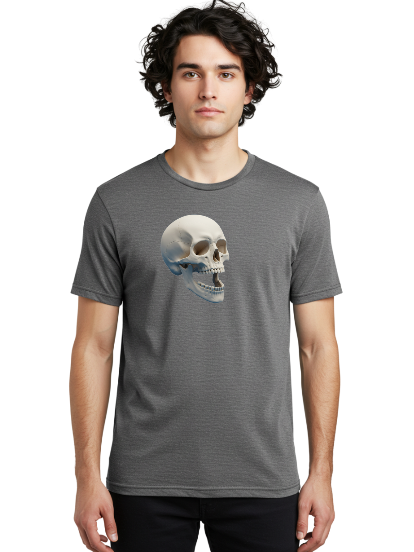 Human-Skull-1 Men'S Graphic Tee, 100% Cotton, Comfortable Casual Summer Wear, Machine Washable, Human Skull, Skeletal Head, Anatomy, Bones, Teeth, Jawbone, Scientific Illustration, Medical Art, 3D Rendering, Detailed Model Bad204 21